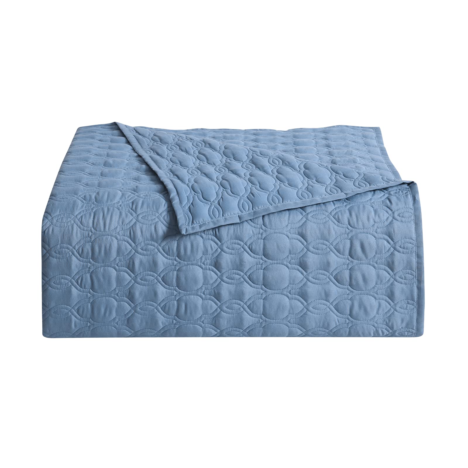 Microfiber Quilted Bedspread Set – Solid Color Geometric Stitch 3-Piece Collection