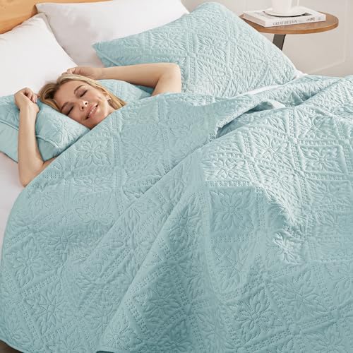 Floral Ultrasonic Quilted Bedspread Set – Lightweight, Soft & Elegant