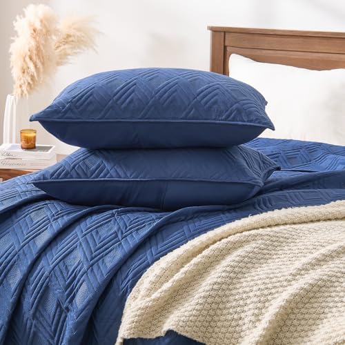 Square Pattern Ultrasonic Bedspread Set – Soft Microfiber & All-Season Style