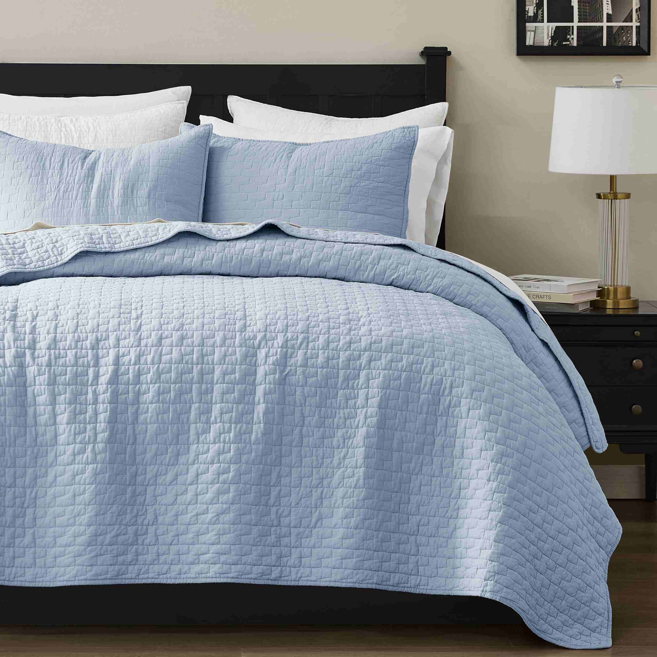Pure Cotton Quilted Bedspread Set – Modern Pattern 3-Piece Bedding Collection
