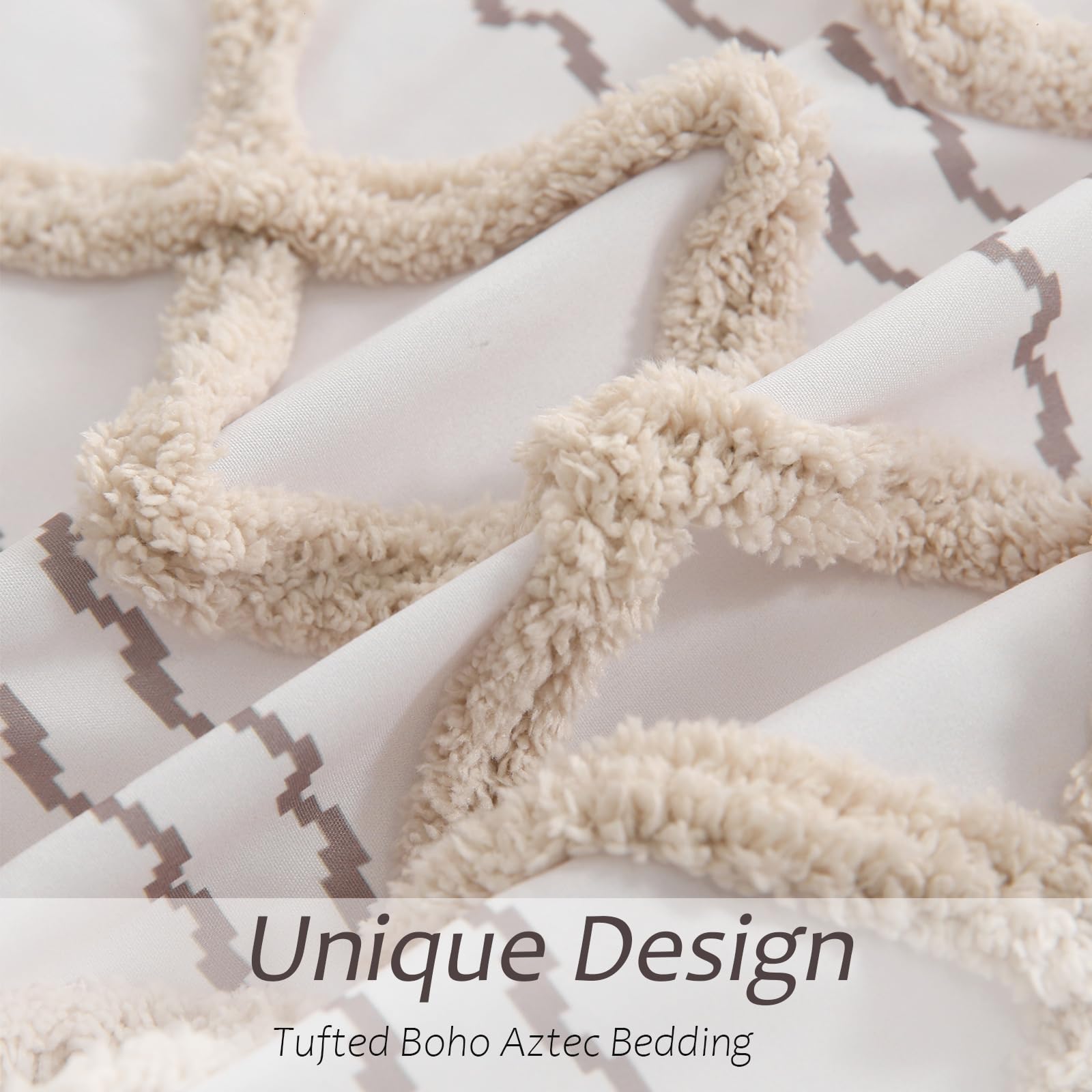 Aztec Western Tufted Comforter Set – Bohemian Farmhouse Style 3-Piece Bedding Collection