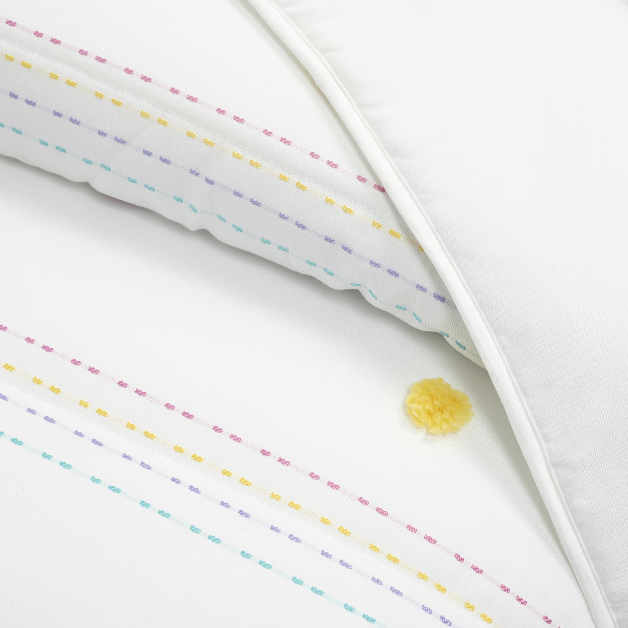 Rainbow Pom-Pom Striped Comforter Set – Colorful Microfiber 3-Piece Bedding Collection