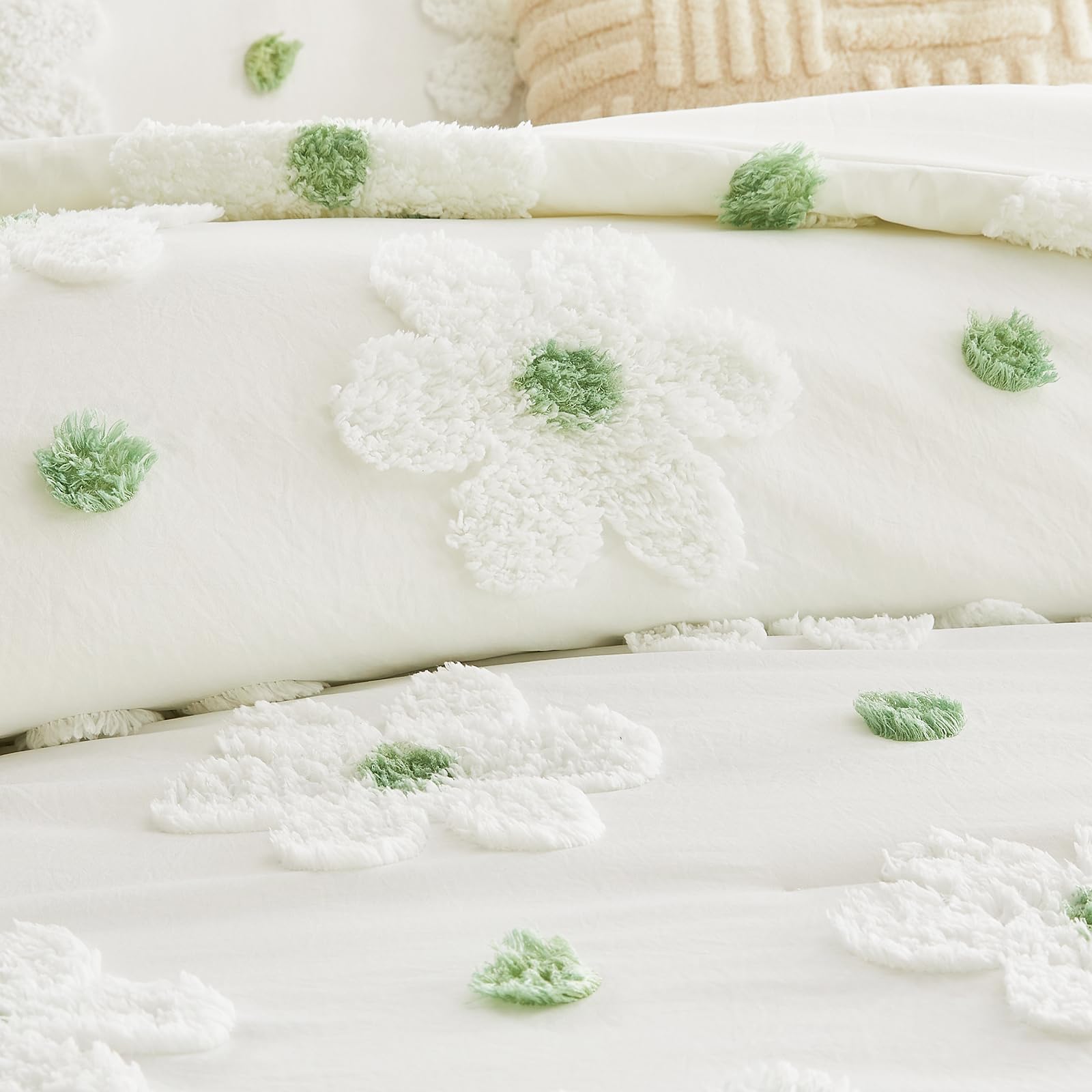 Chenille Floral Tufted Comforter Set – Brushed Microfiber 3-Piece Bedding Collection