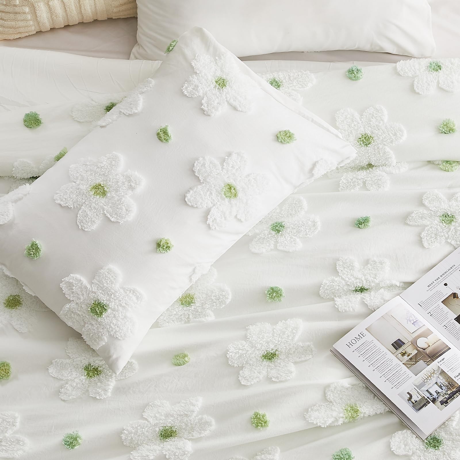 Chenille Floral Tufted Comforter Set – Brushed Microfiber 3-Piece Bedding Collection