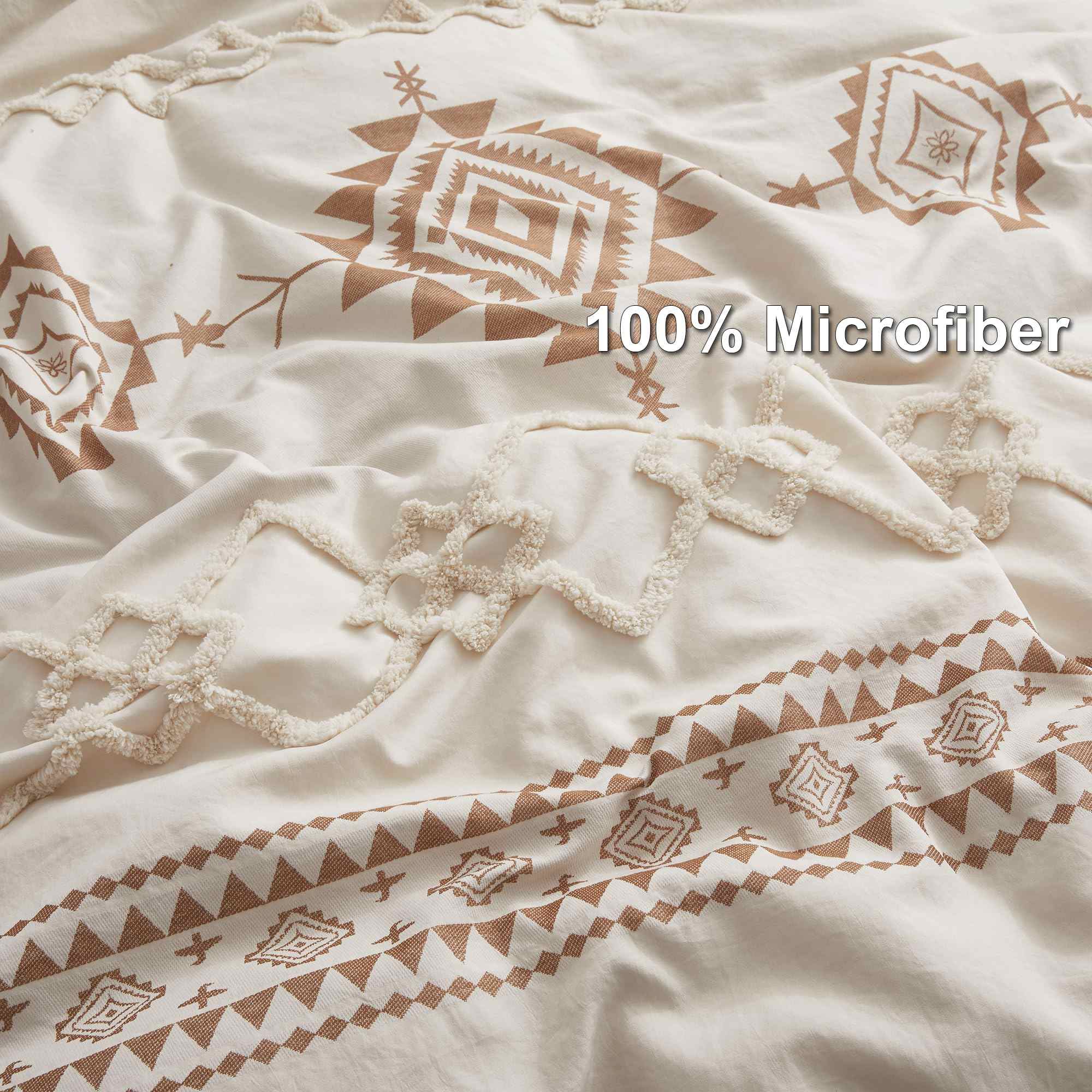 Geometric Tufted Comforter Set – Bohemian Jacquard Microfiber 3-Piece Bedding Collection