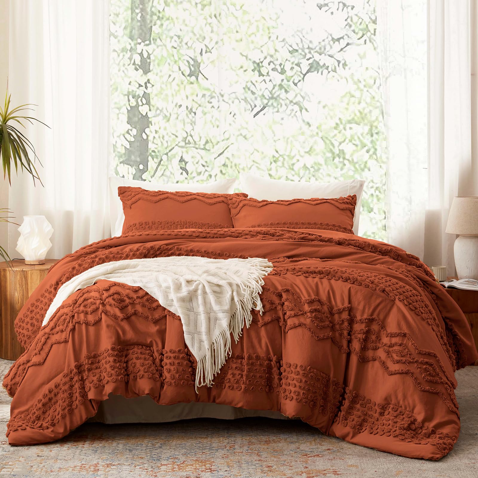 Geometric Tufted Comforter Set – Bohemian Style 3-Piece Bedding Collection