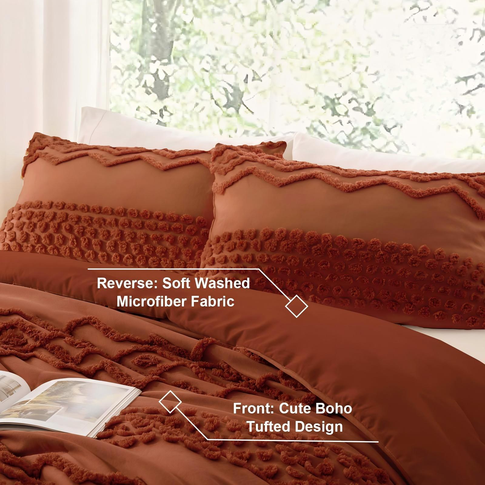 Geometric Tufted Comforter Set – Bohemian Style 3-Piece Bedding Collection