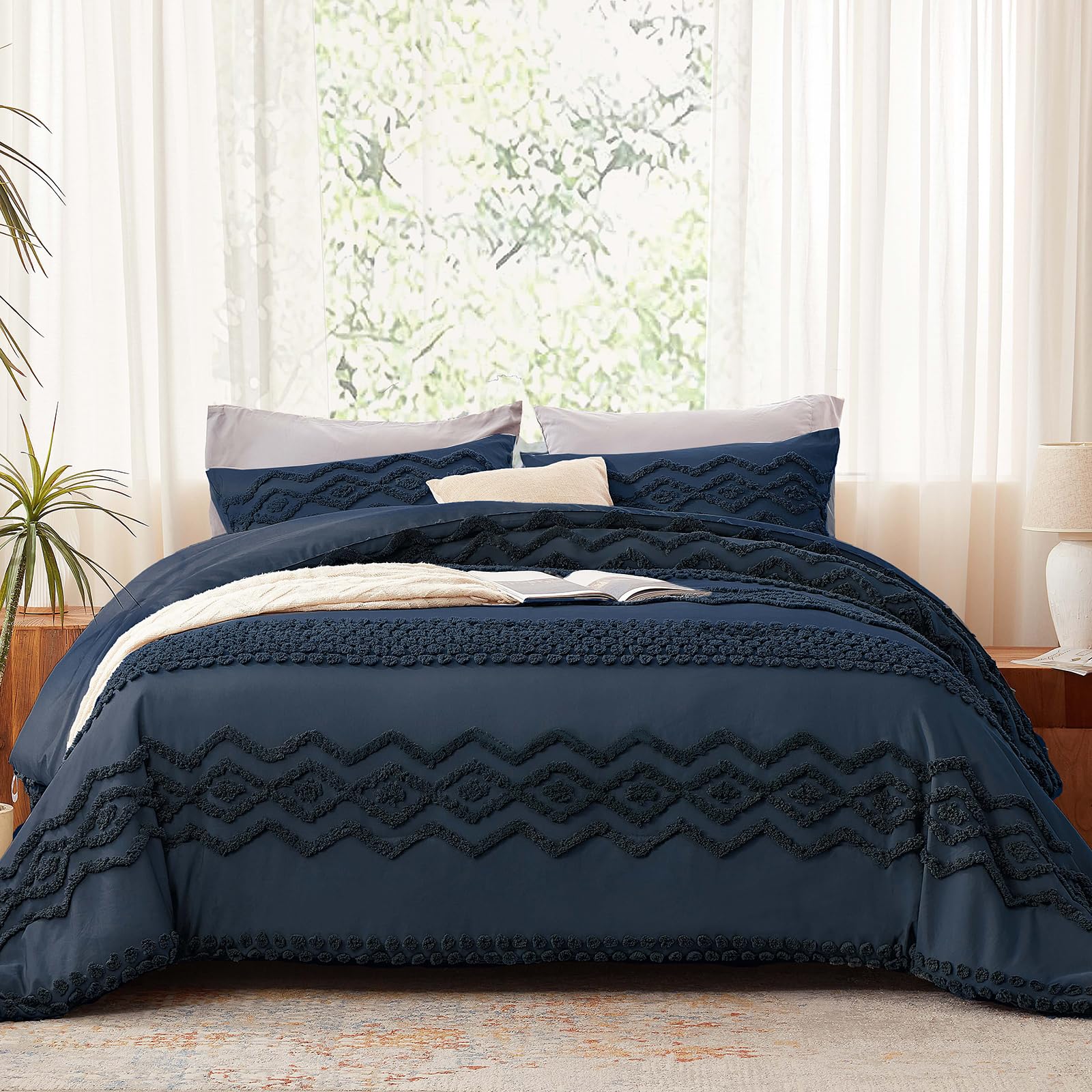 Geometric Tufted Comforter Set – Bohemian Style 3-Piece Bedding Collection