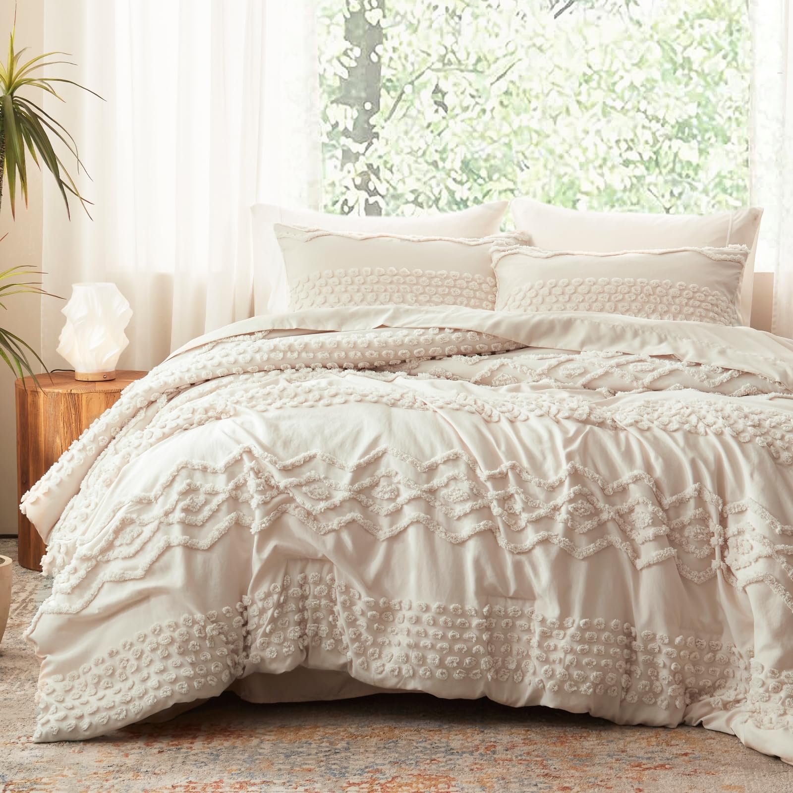 Geometric Tufted Comforter Set – Bohemian Style 3-Piece Bedding Collection