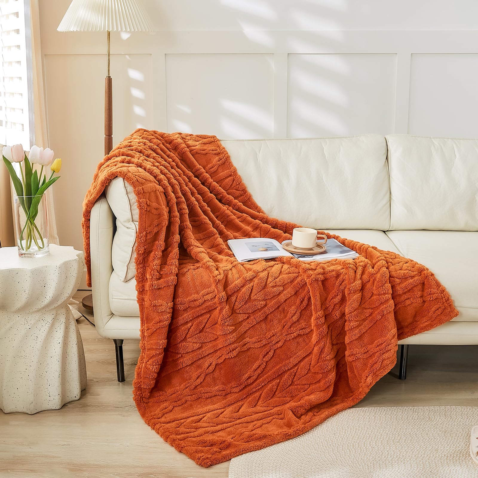 Thick Plush Sherpa Throw Blanket – 3D Bohemian Pattern Cozy Blanket