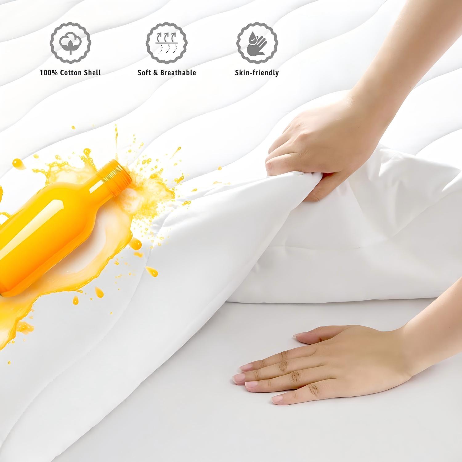 Premium Cotton Waterproof Quilted Mattress Protector with Deep Pocket