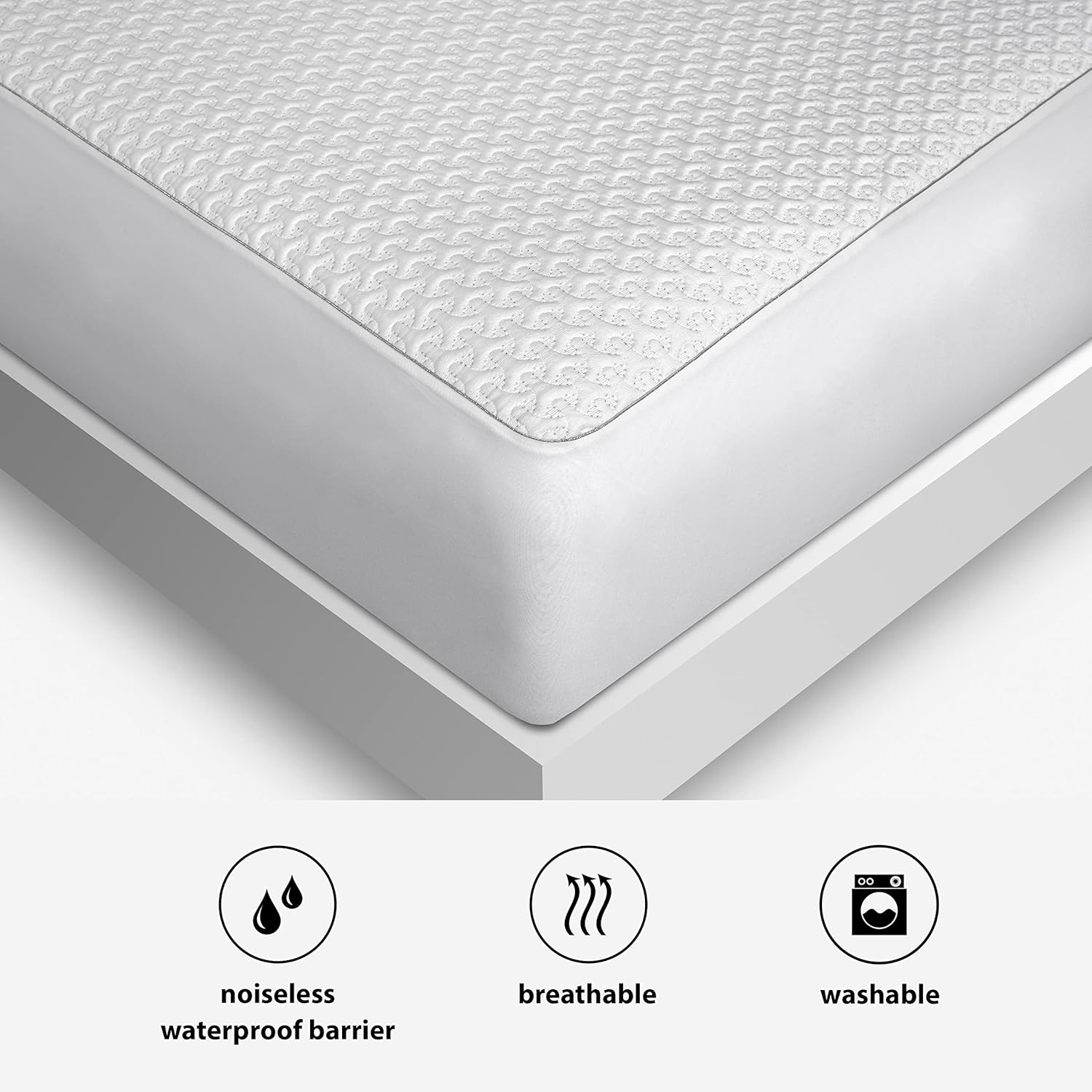 Cooling Waterproof Mattress Protector with Breathable Fabric & Elastic Skirt