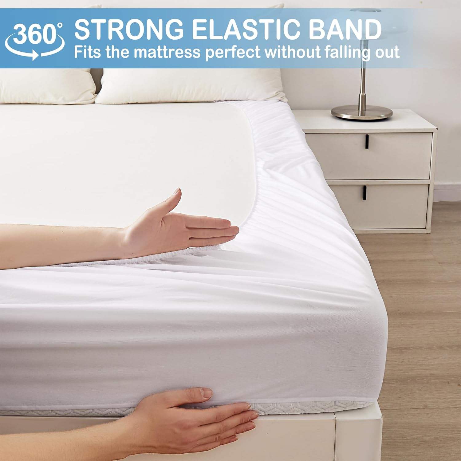 Premium Cotton Waterproof Mattress Protector – Breathable 360° Fitted Bed Cover