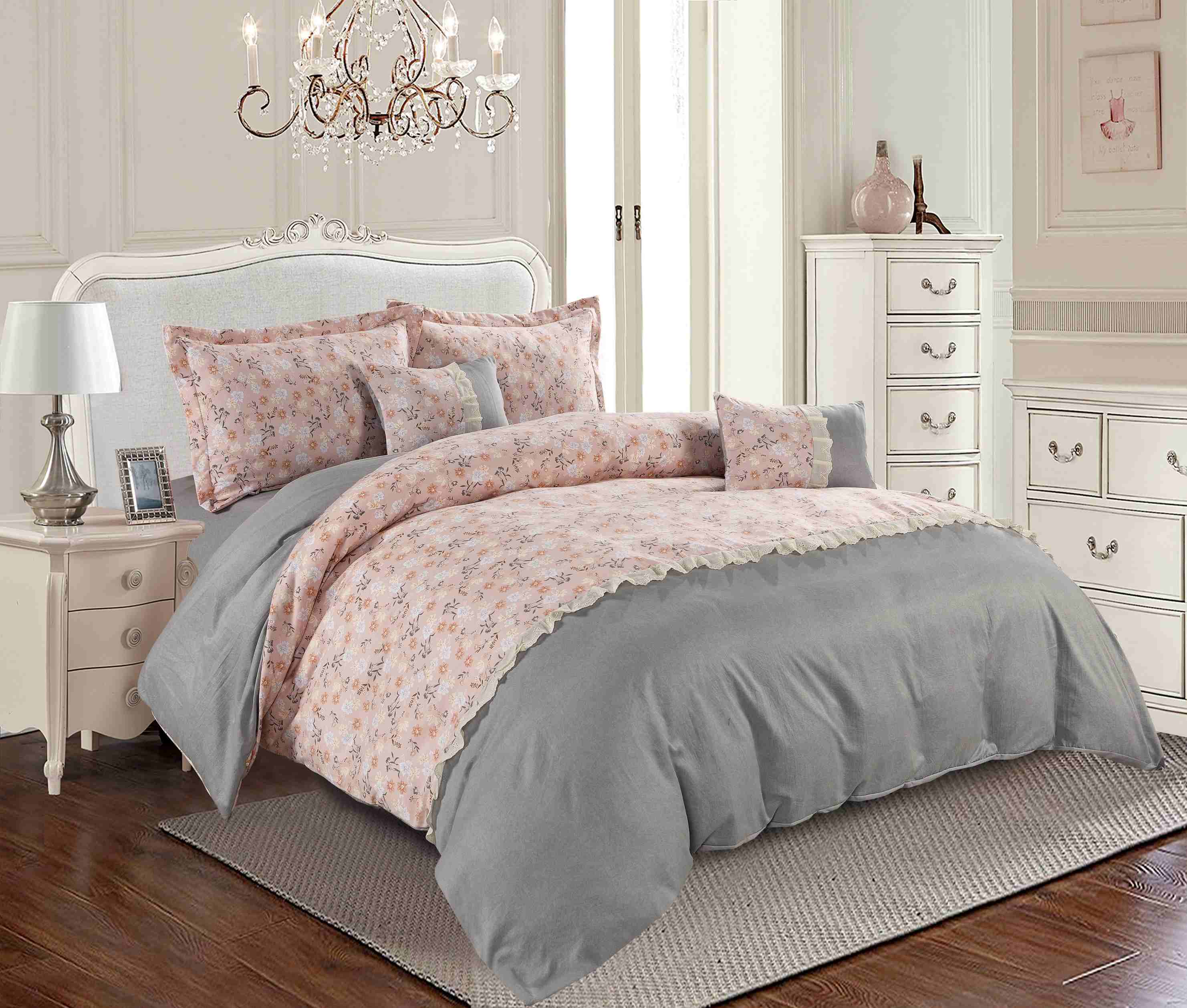 Microfiber Lace Patchwork Comforter 6-Piece Bedding Set – Soft, Lightweight & Elegant