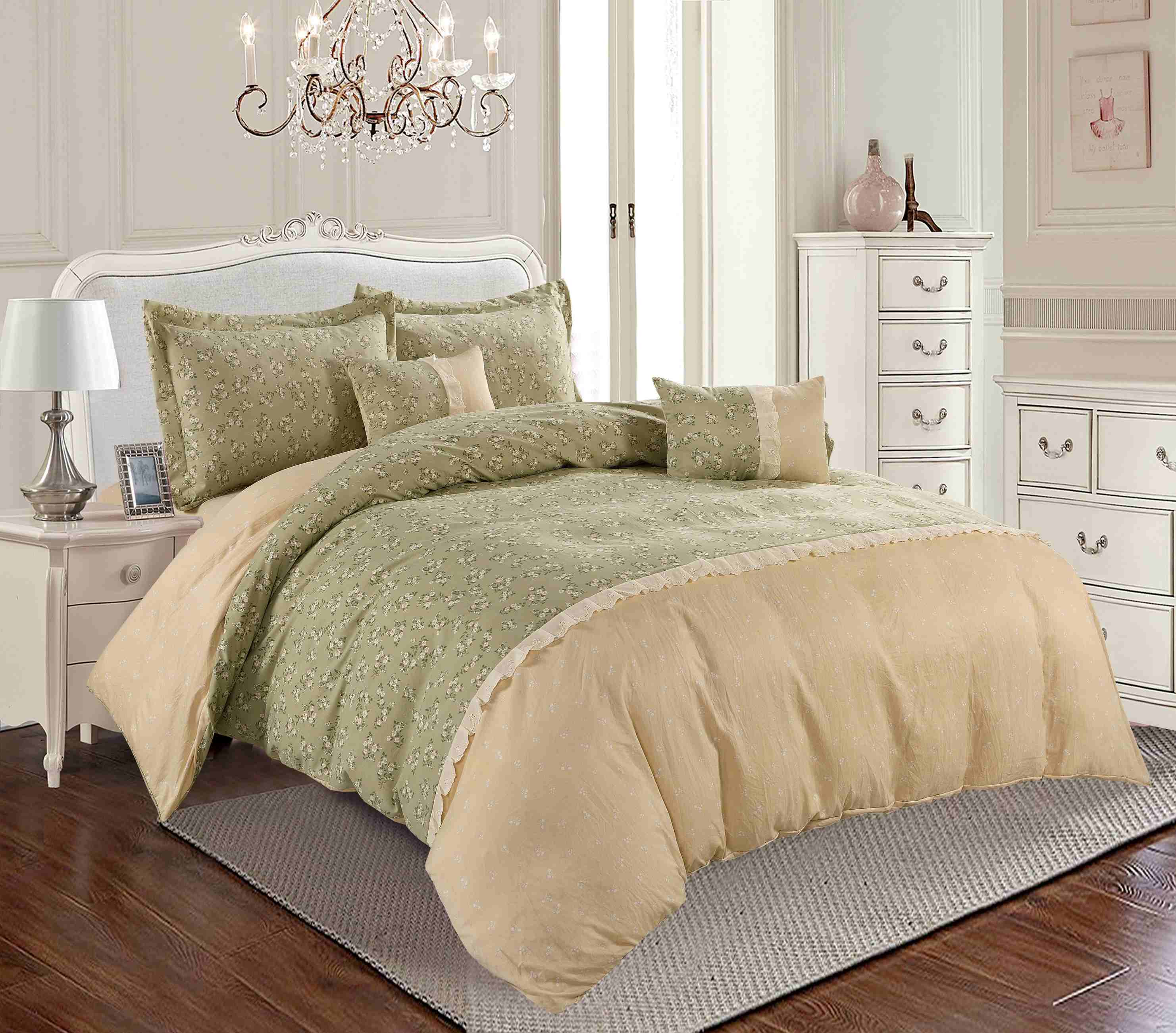 Microfiber Lace Patchwork Comforter 6-Piece Bedding Set – Soft, Lightweight & Elegant