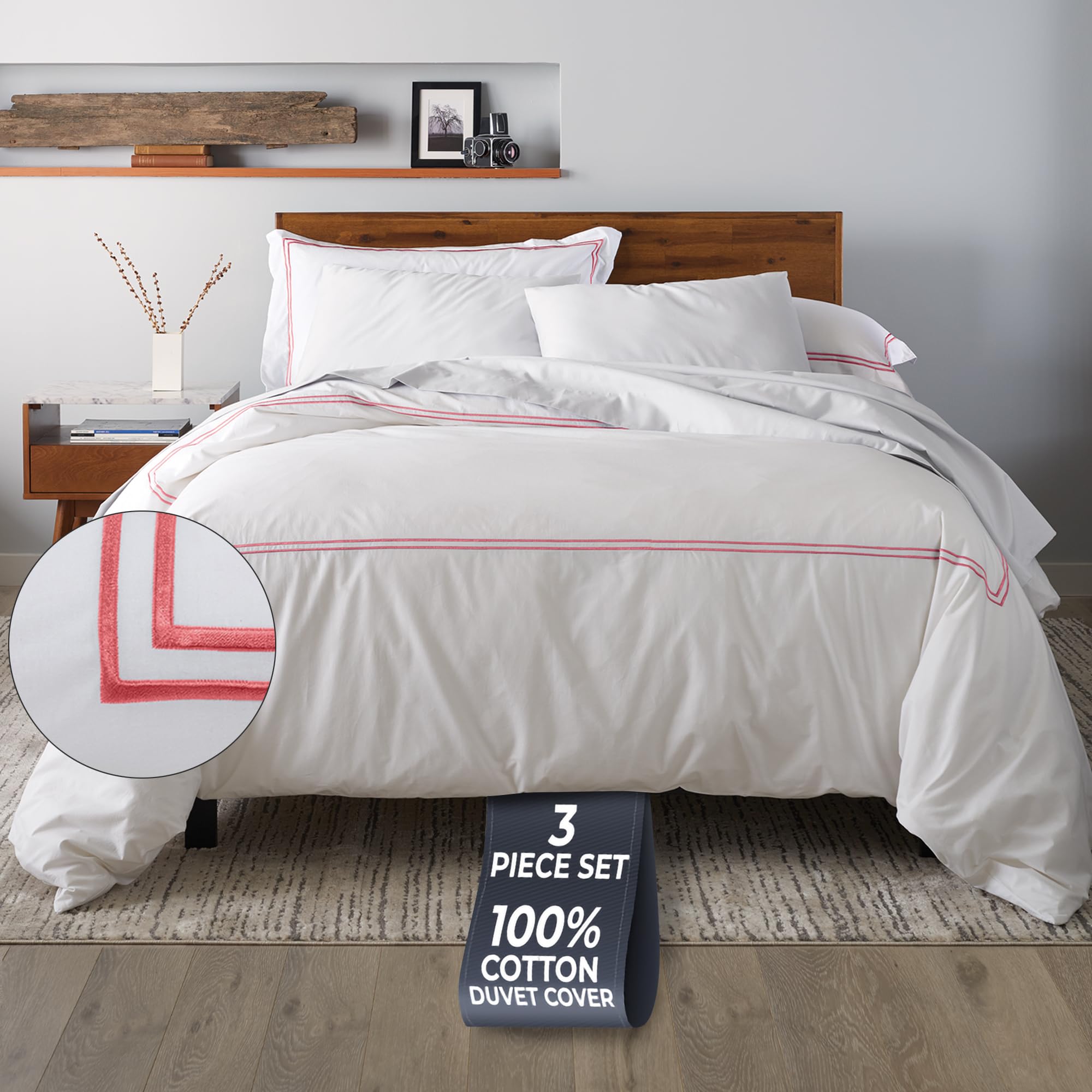 Luxury Hotel Collection 300TC pure Cotton Embroidered 4-Piece Bedding Set