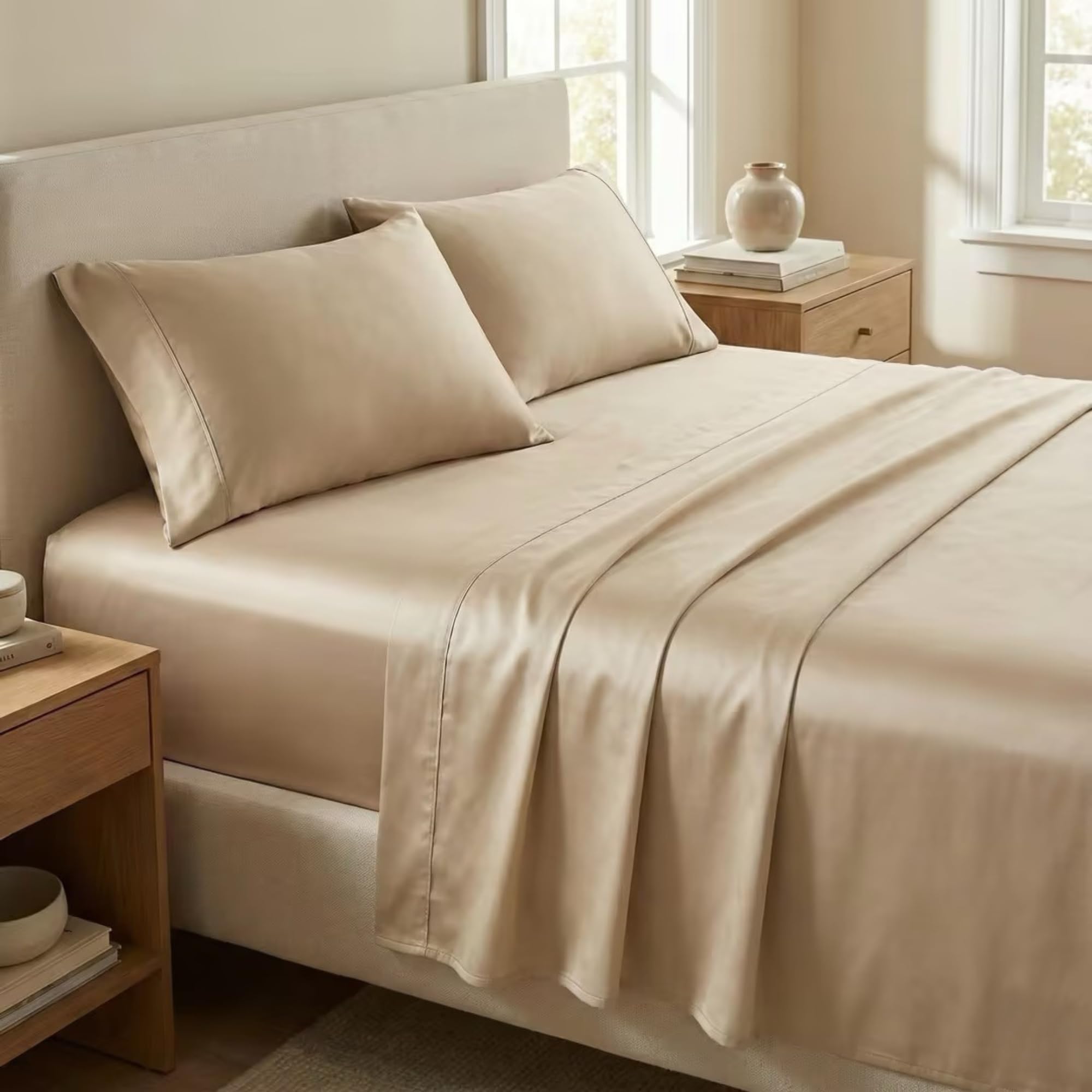 Hotel Collection 400 Thread Count pure Cotton Sateen Bedding Set – Elegant Embroidered Hem & Silky Soft Finish