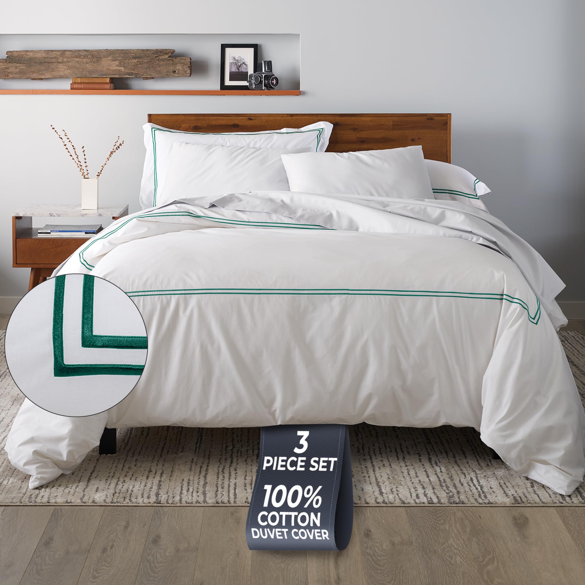 Luxury Hotel Collection 300TC pure Cotton Embroidered 4-Piece Bedding Set