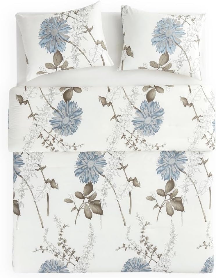 Cotton Printed Comforter 3-Piece Bedding Set – Vintage Floral, Soft & All-Season