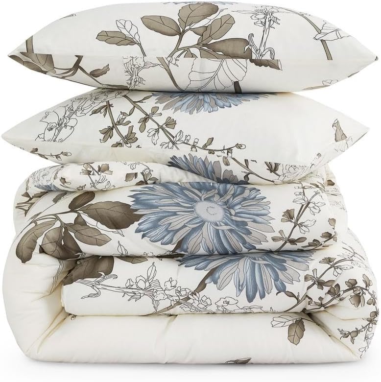 Cotton Printed Comforter 3-Piece Bedding Set – Vintage Floral, Soft & All-Season