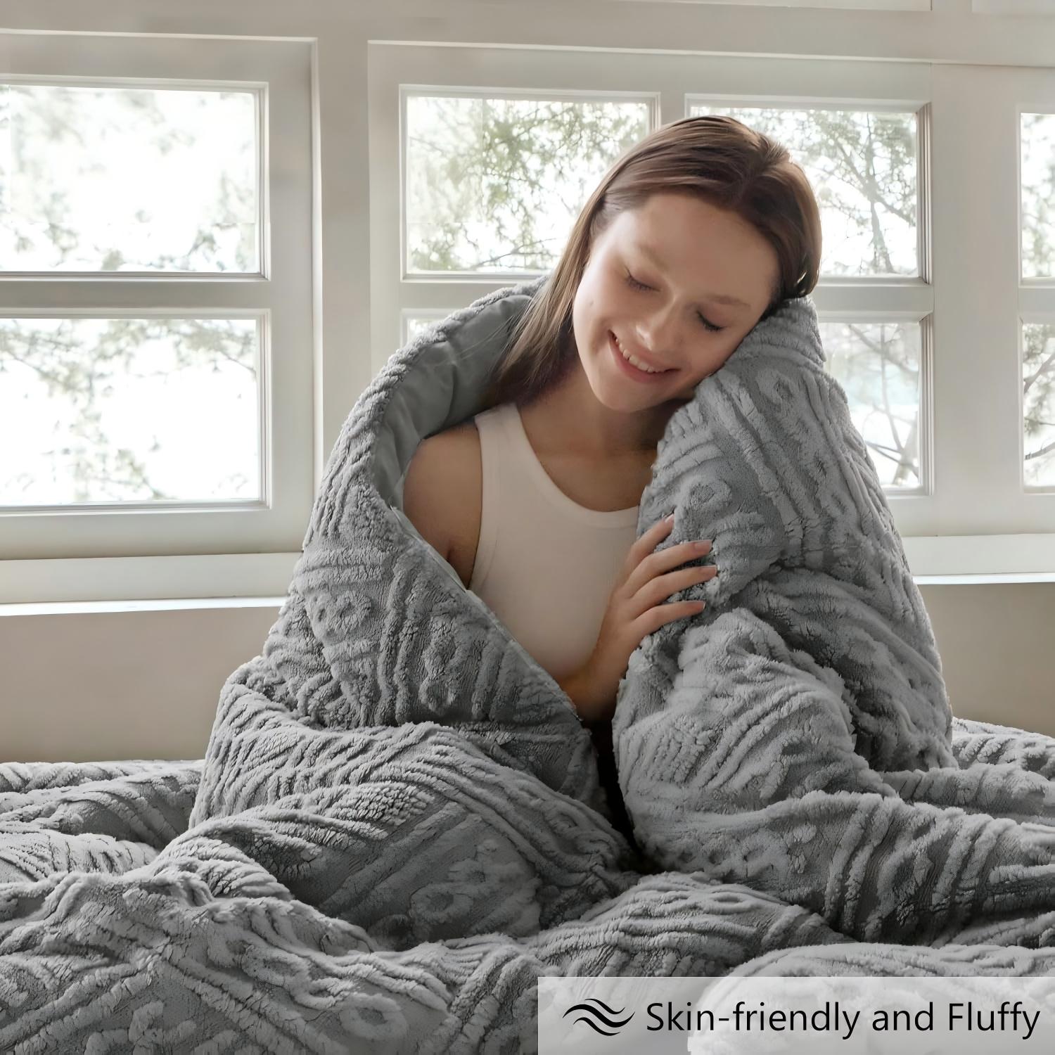 Tufted Flannel Comforter 3-Piece Set – Reversible Plush & Microfiber, Ultra Warm Winter Bedding