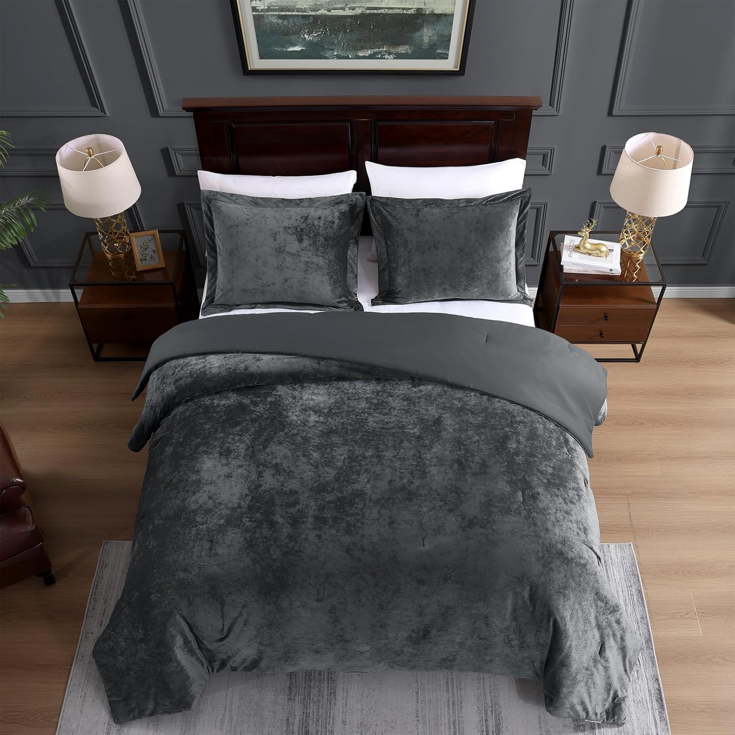 Embossed Velvet Comforter 3-Piece Set – Reversible Luxury Down-Alternative Bedding