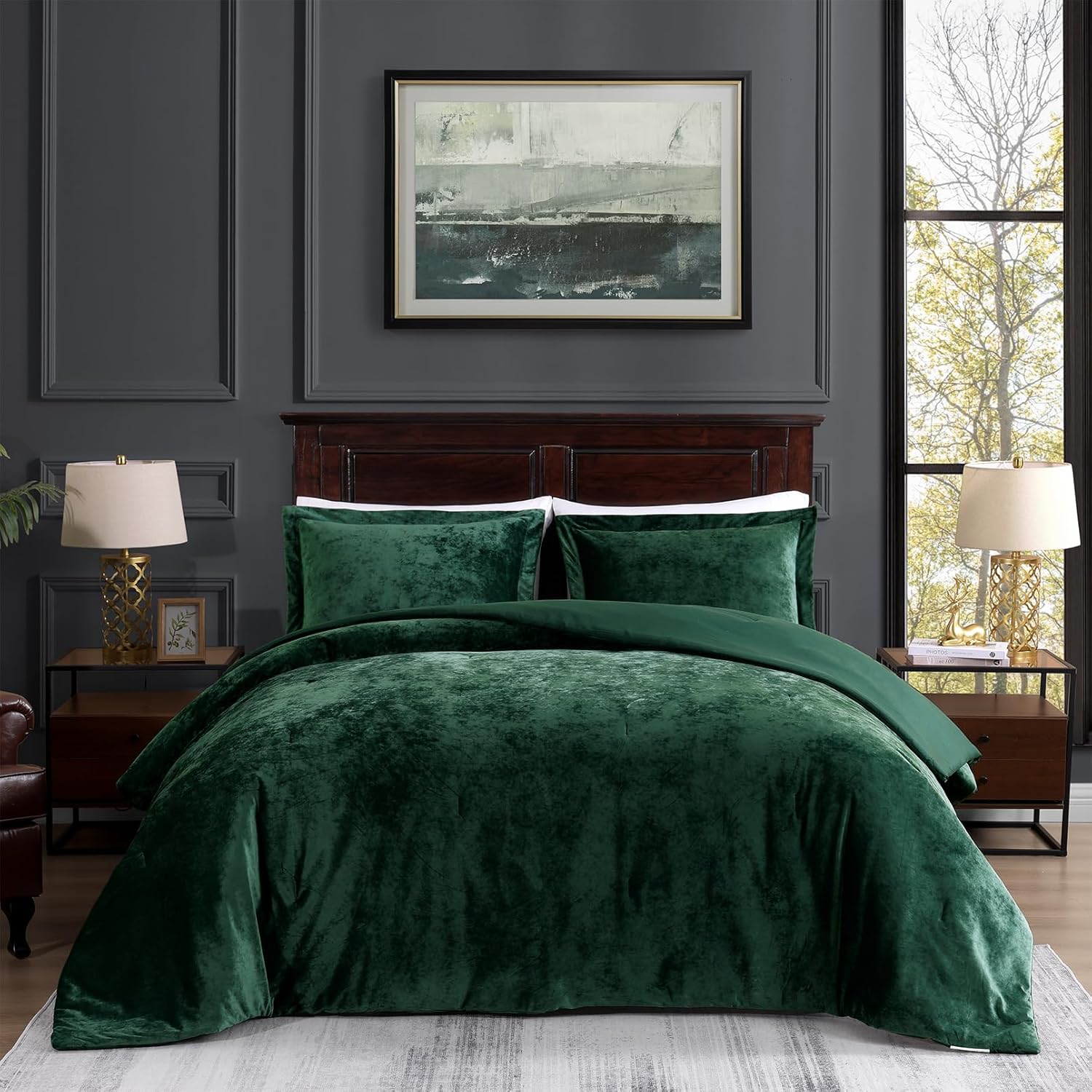 Embossed Velvet Comforter 3-Piece Set – Reversible Luxury Down-Alternative Bedding