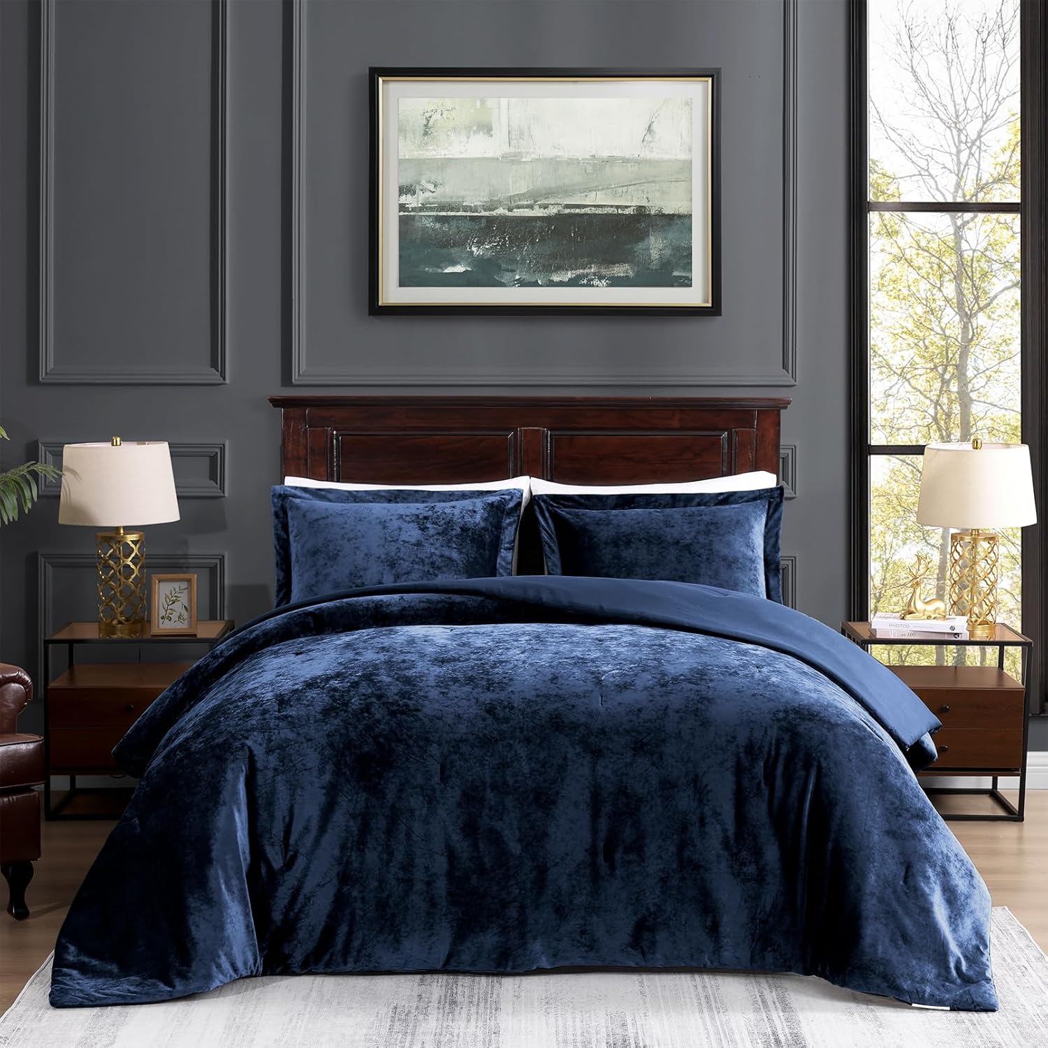 Embossed Velvet Comforter 3-Piece Set – Reversible Luxury Down-Alternative Bedding