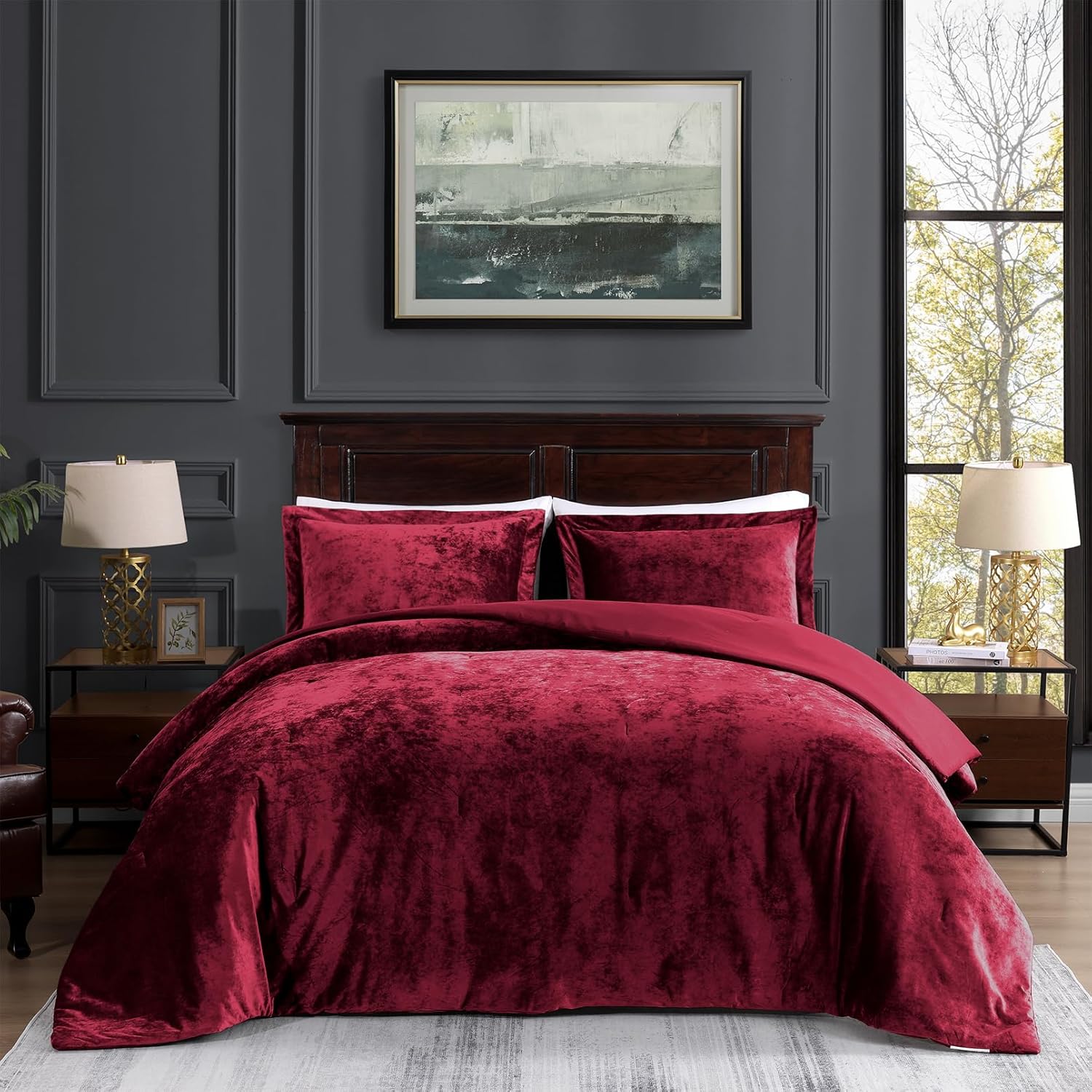 Embossed Velvet Comforter 3-Piece Set – Reversible Luxury Down-Alternative Bedding