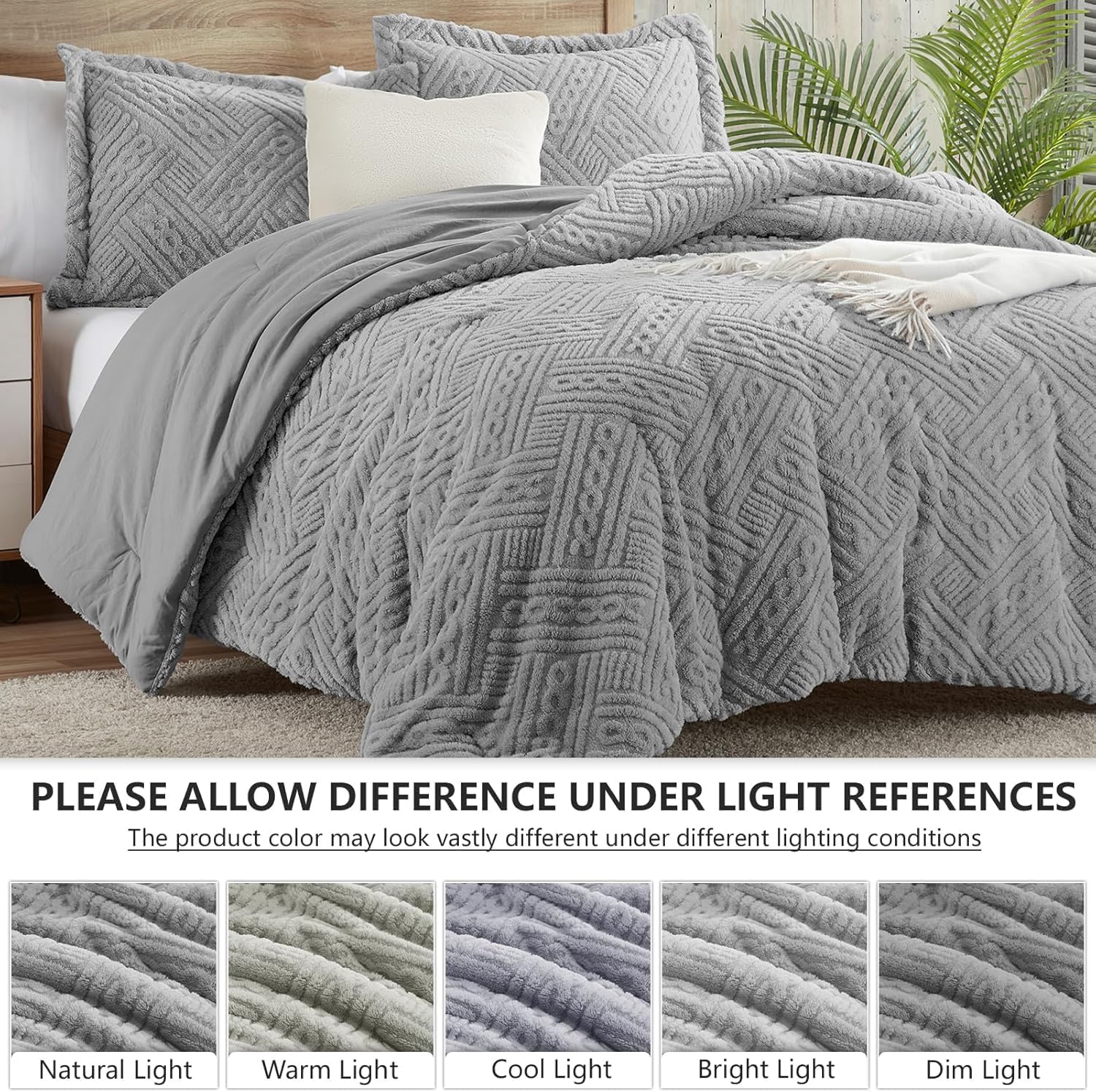 Tufted Flannel Comforter 3-Piece Set – Reversible Plush & Microfiber, Ultra Warm Winter Bedding