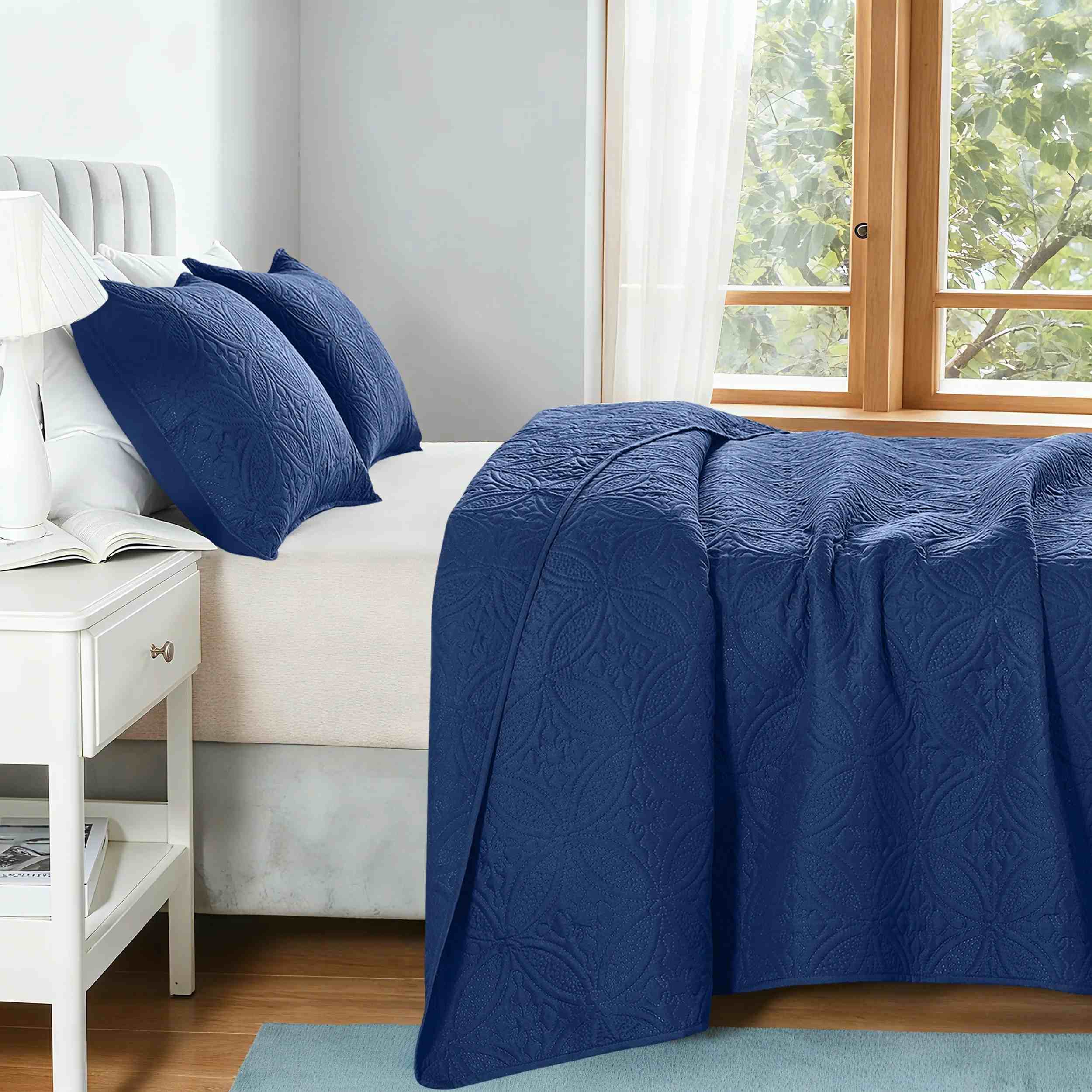 Ultrasonic Coin Texture Microfiber Bedspread Set – Soft & Modern All-Season Comfort