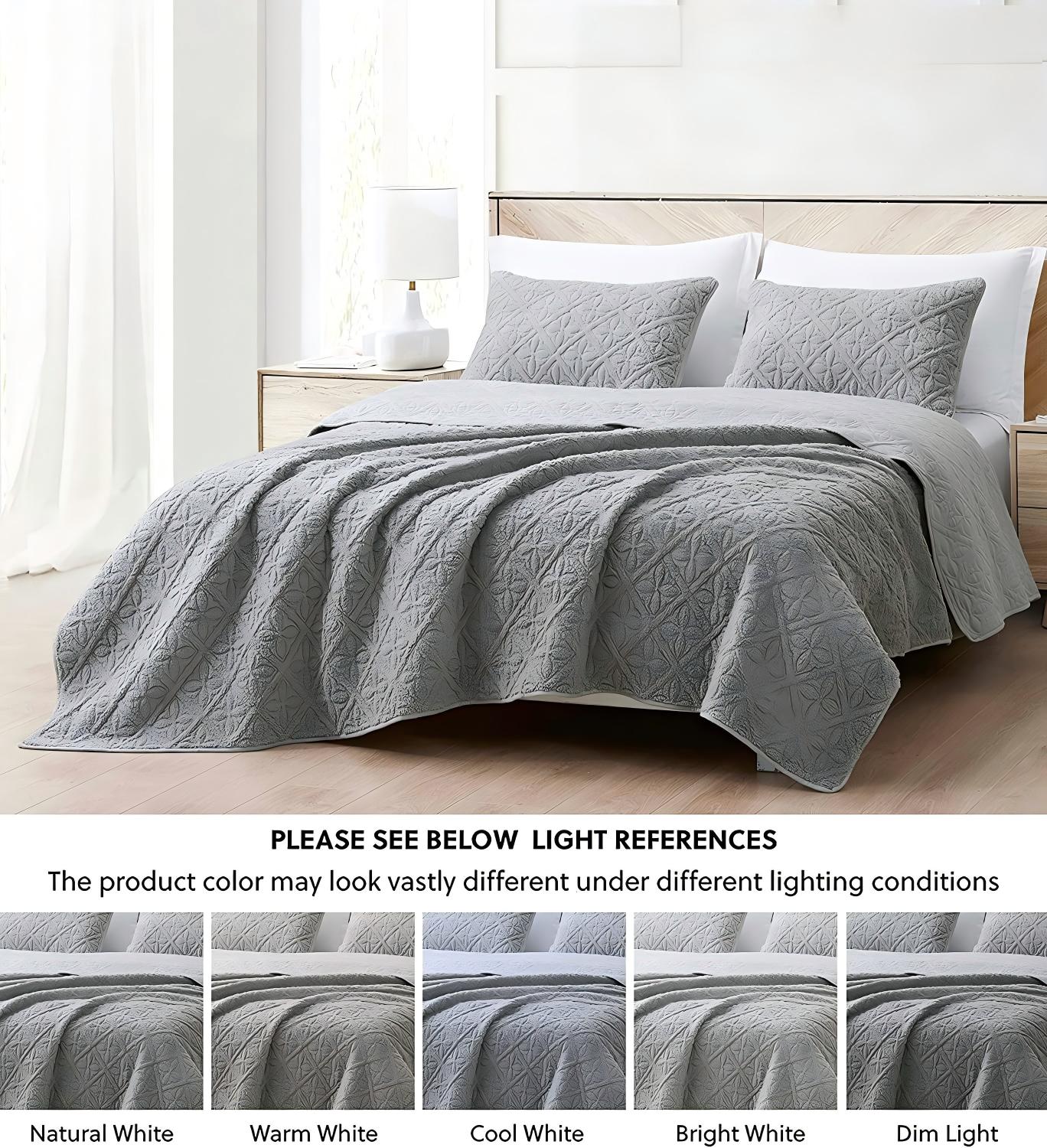 Microfiber Geometric Ultrasonic Quilted Bedspread Set – Lightweight All-Season 3-Piece Set