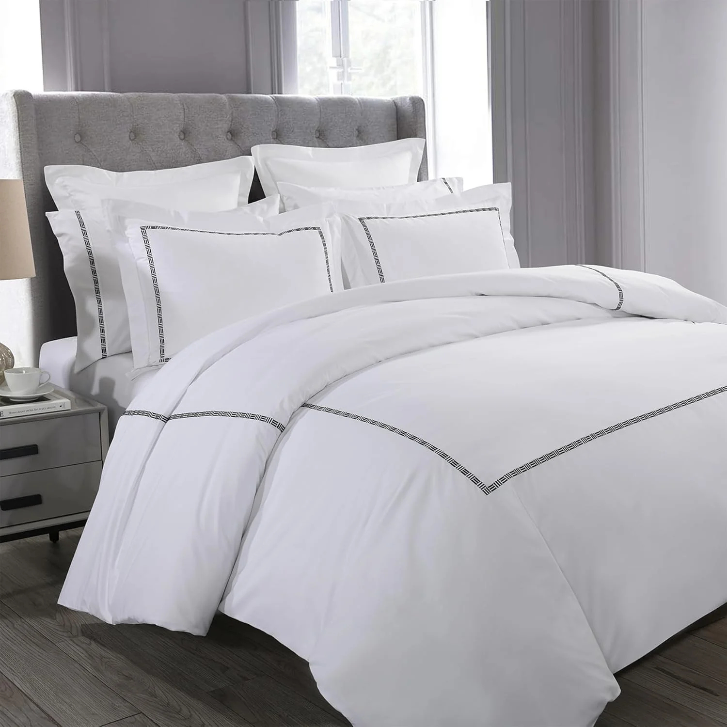 Embroidered Luxury Duvet Cover Set, TENCEL™ Lyocell & Cotton Blend, 3-Piece