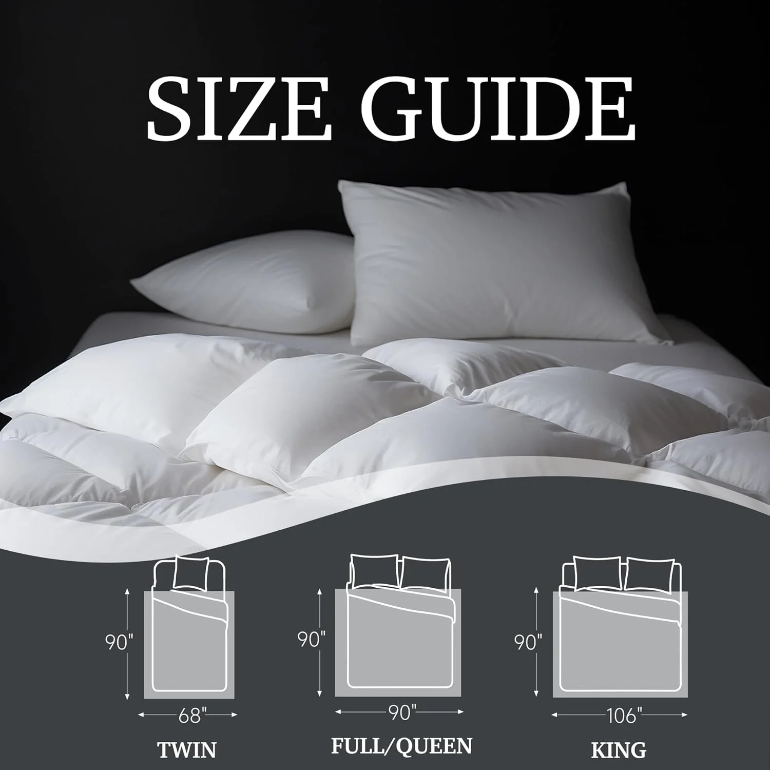 Hotel-Style White Goose Down Fiber Comforter Insert, Cotton Cover, All-Season