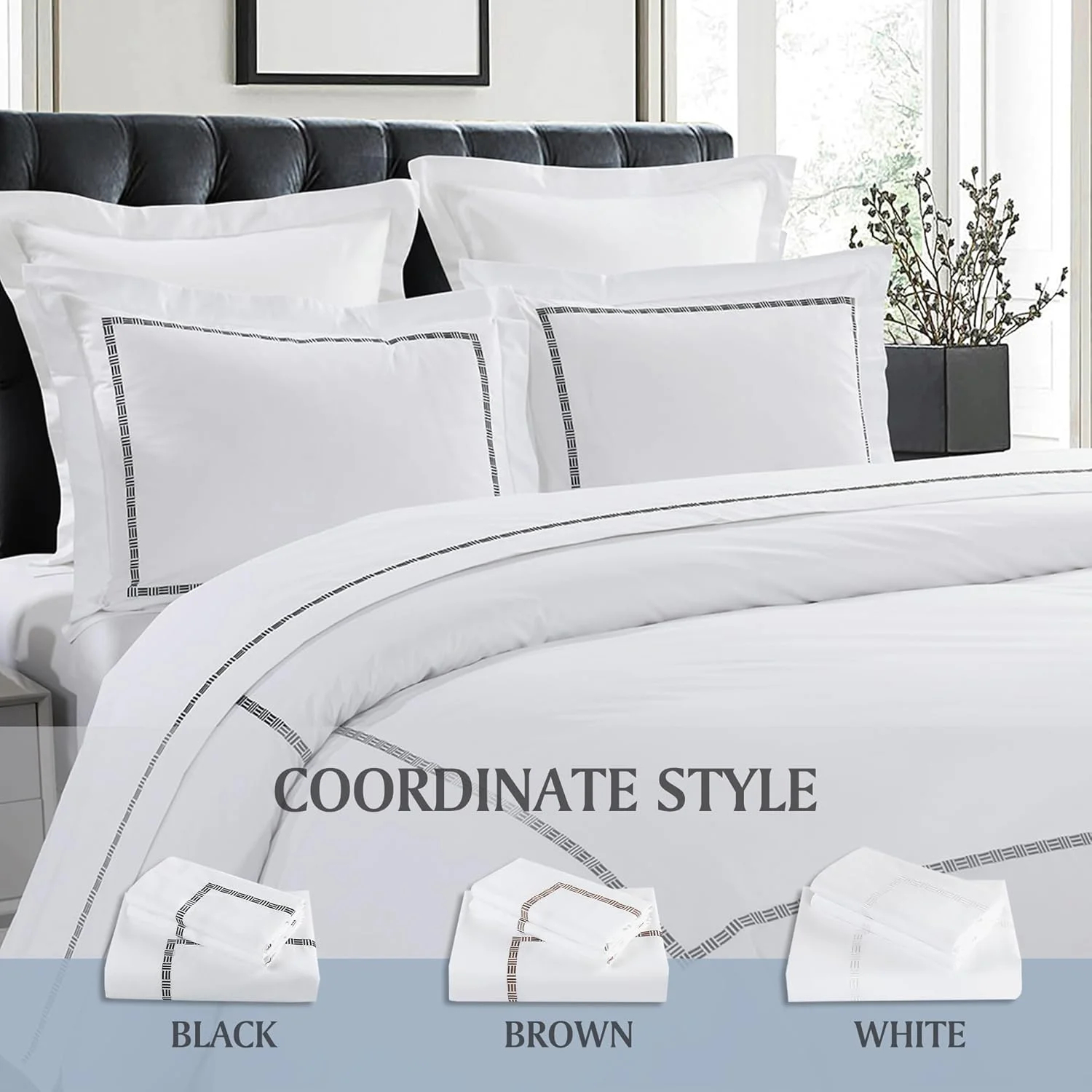 Embroidered Luxury Duvet Cover Set, TENCEL™ Lyocell & Cotton Blend, 3-Piece