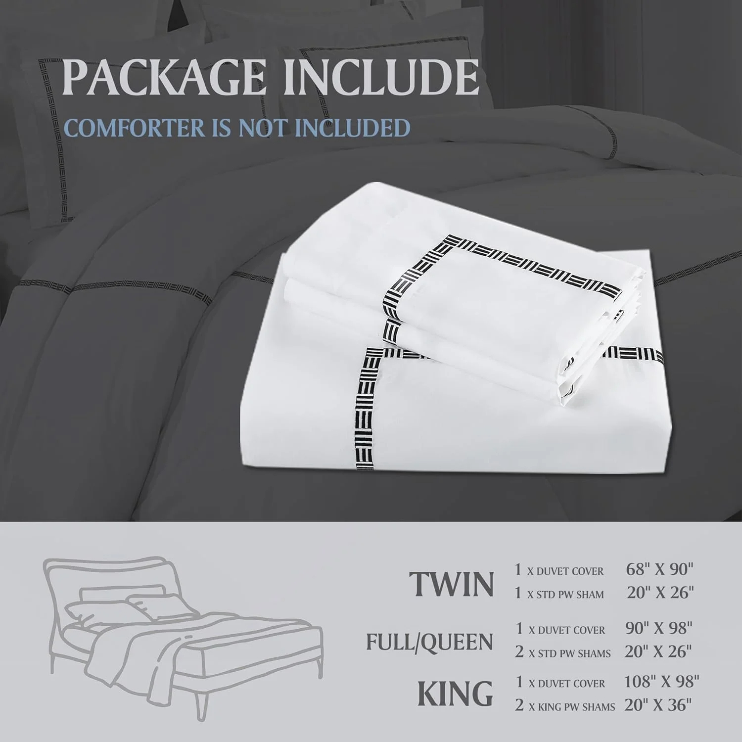 Embroidered Luxury Duvet Cover Set, TENCEL™ Lyocell & Cotton Blend, 3-Piece