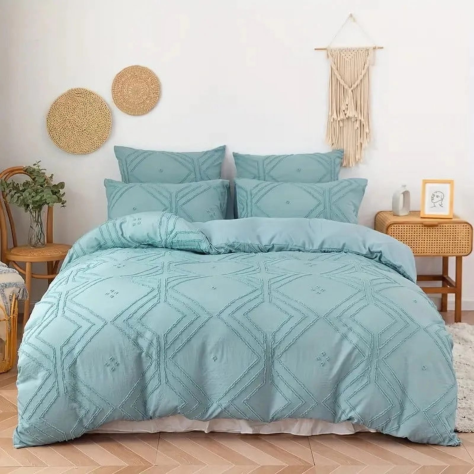 Bohemian Tufted Duvet Cover Set – Durable Polyester, All-Season Comfort with Artistic Boho Design