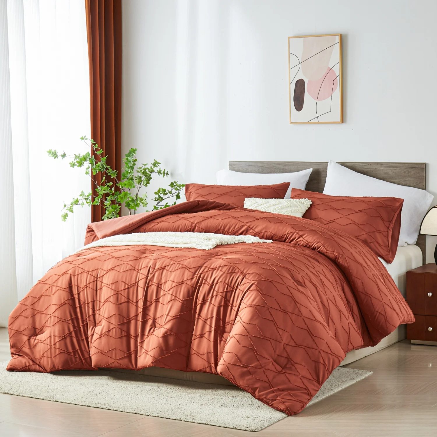 Bohemian Tufted Quilt Set, Reversible Microfiber Comforter Set(3 Pieces)