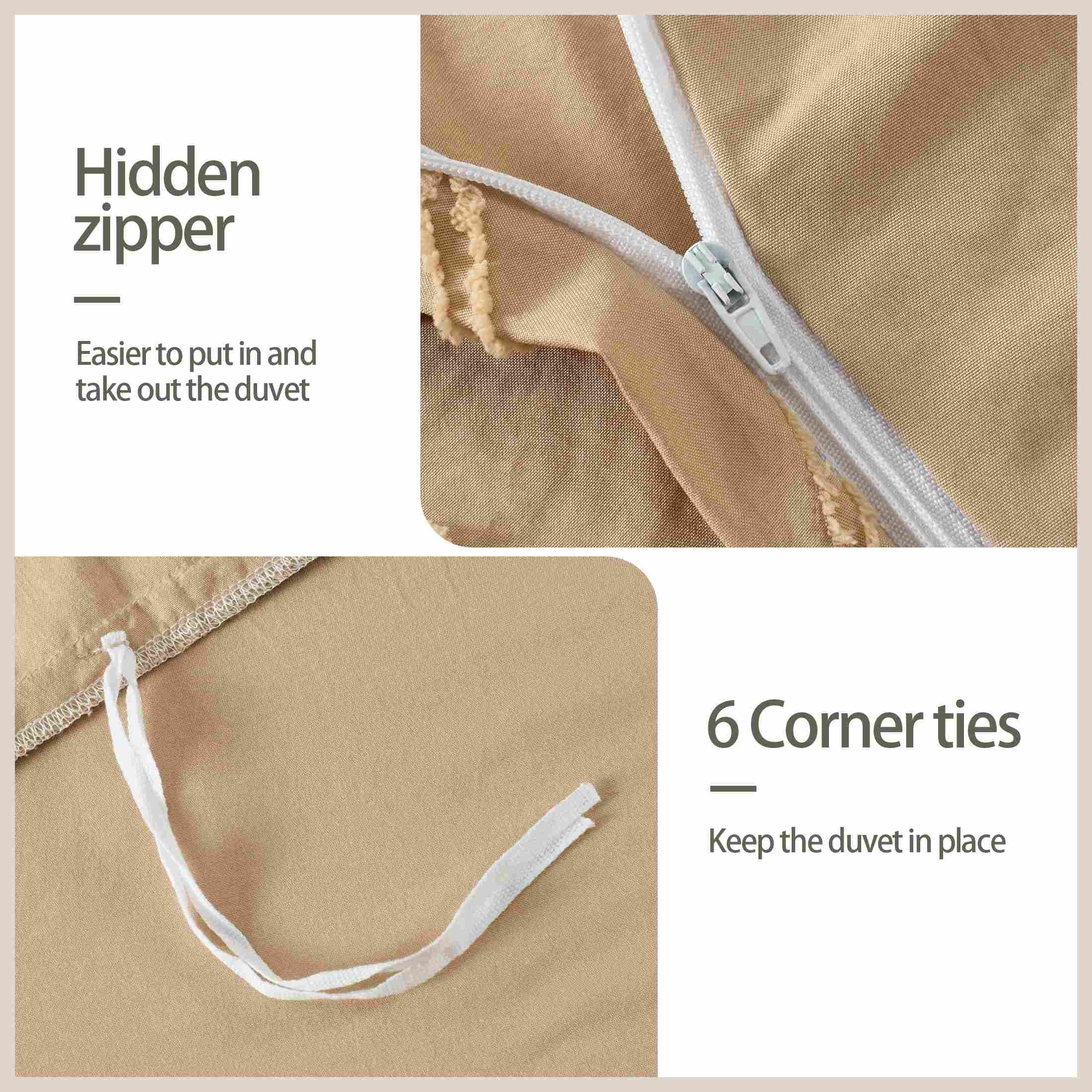 Washed Microfiber Tufted Jacquard Duvet Cover Set – Breathable Lightweight Bedding with Zipper Closure & Corner Ties (3-Piece)