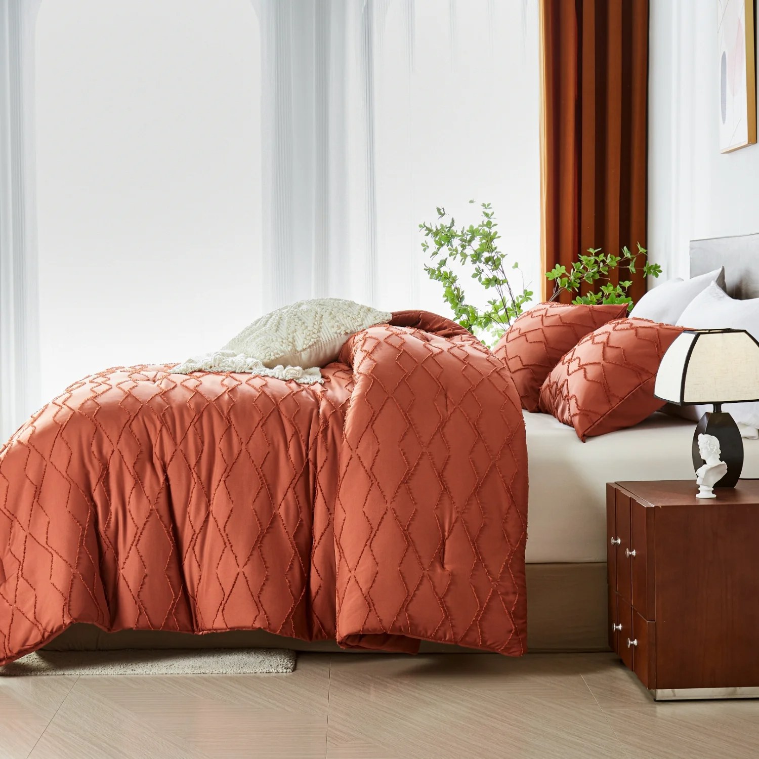 Bohemian Tufted Quilt Set, Reversible Microfiber Comforter Set(3 Pieces)