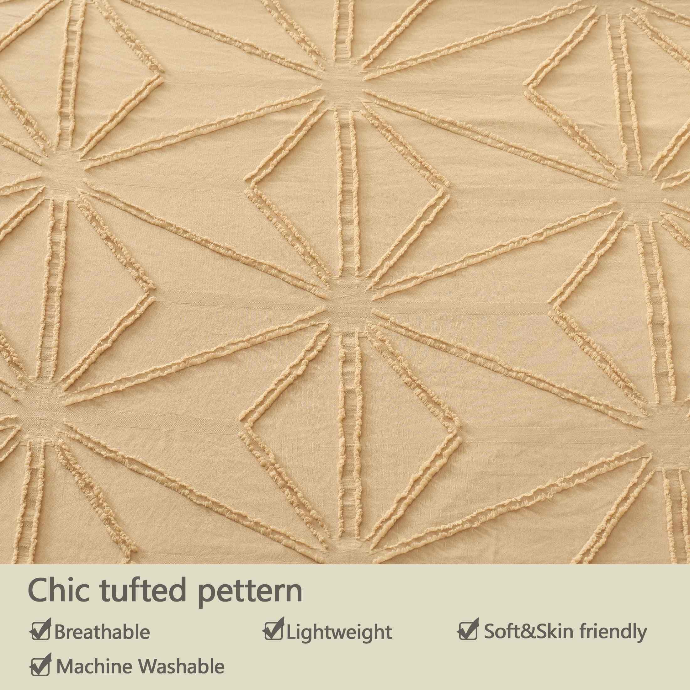 Washed Microfiber Tufted Jacquard Duvet Cover Set – Breathable Lightweight Bedding with Zipper Closure & Corner Ties (3-Piece)