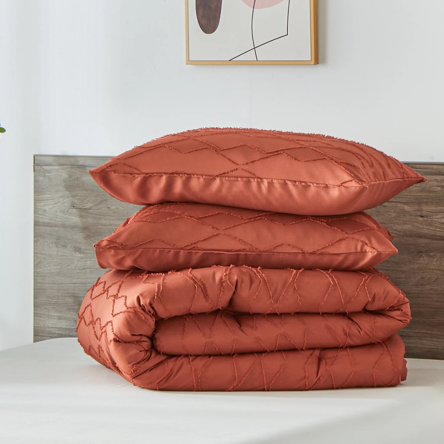 Bohemian Tufted Quilt Set, Reversible Microfiber Comforter Set(3 Pieces)