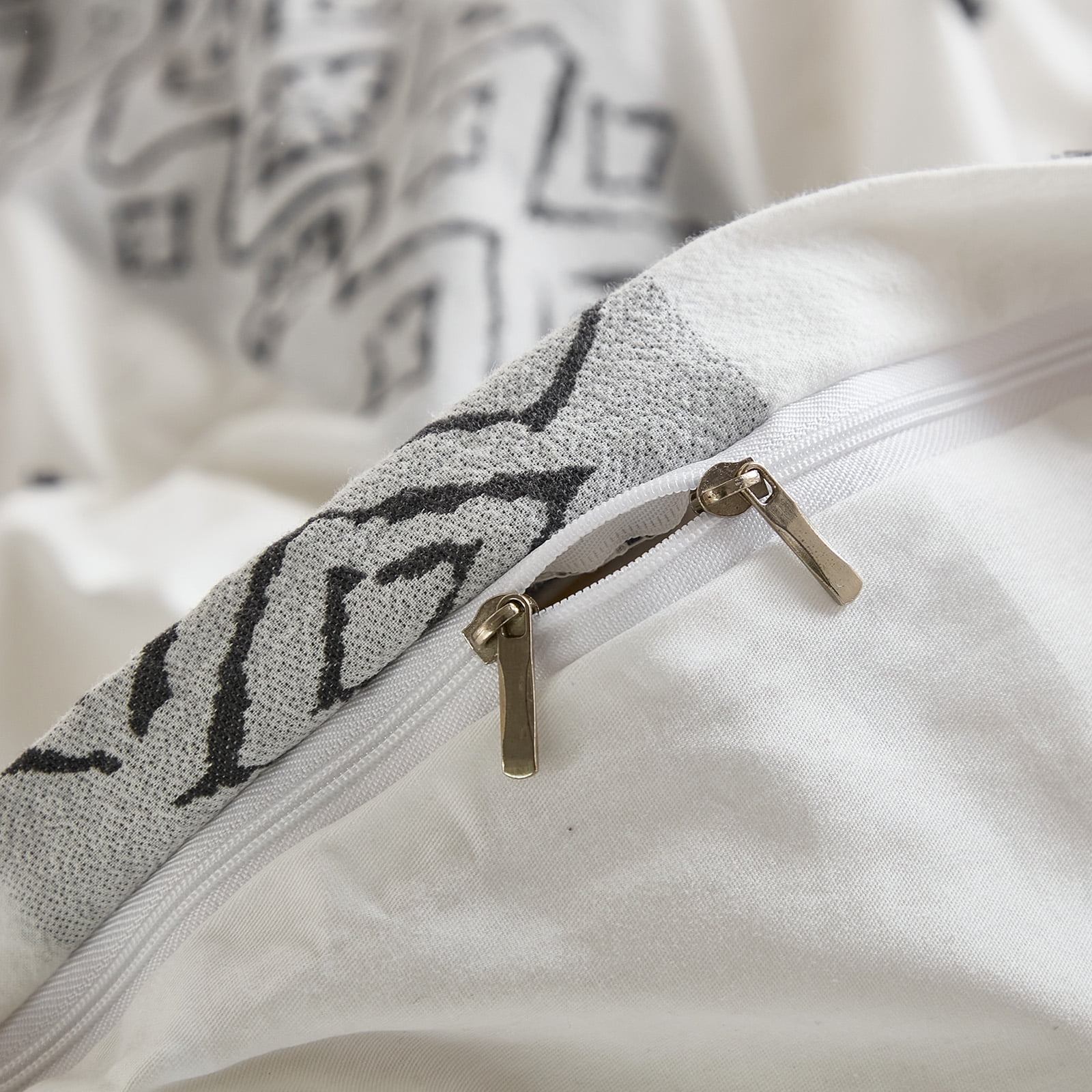 Bohemian Washed Cotton Embroidered Tufted Duvet Cover Set – Geometric Diamond Design with Hidden Zipper & Corner Ties (3-Piece)