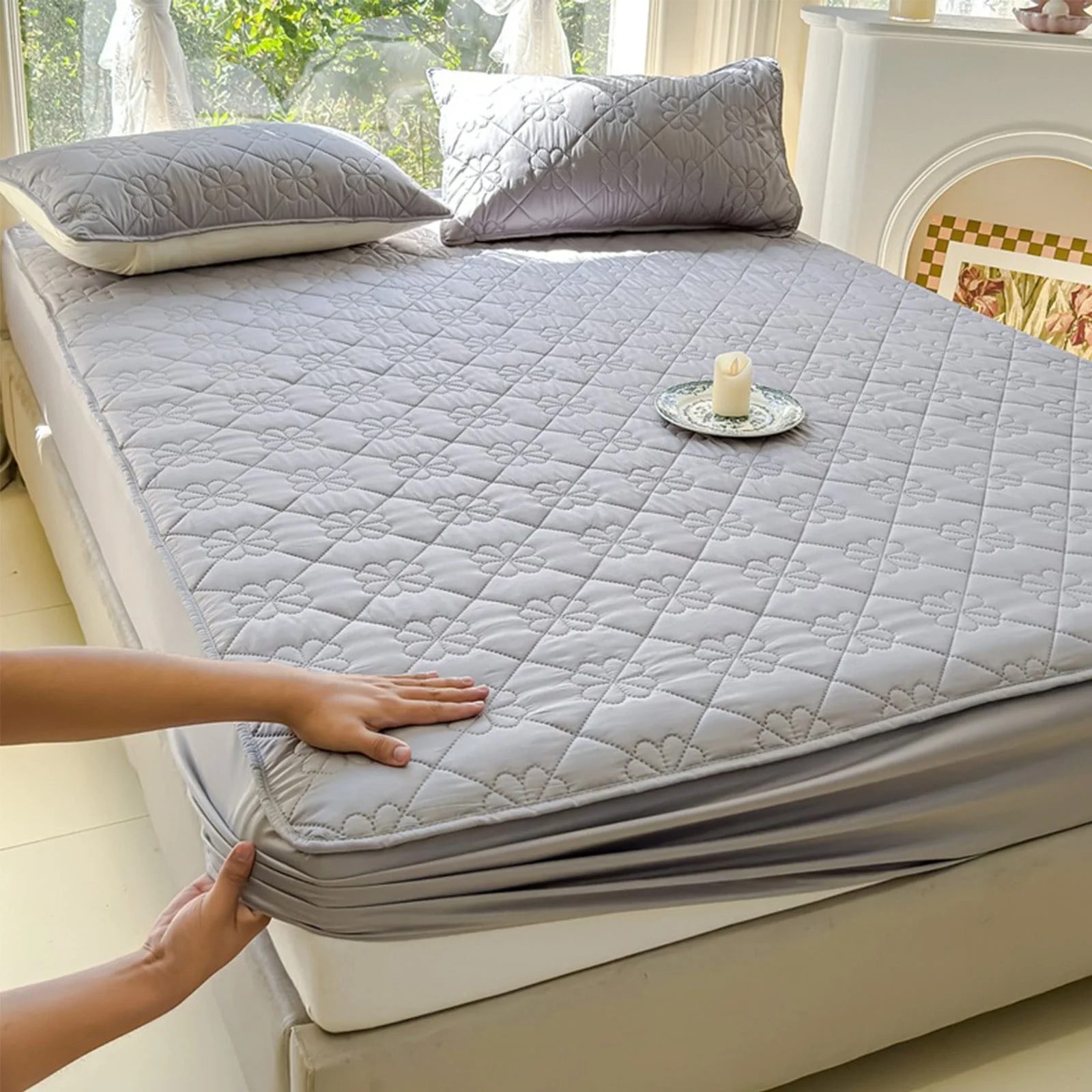 Ultra-Soft Waterproof Stretch Fitted Sheet – 4-Way Stretch Mattress Protector up to 12” Deep
