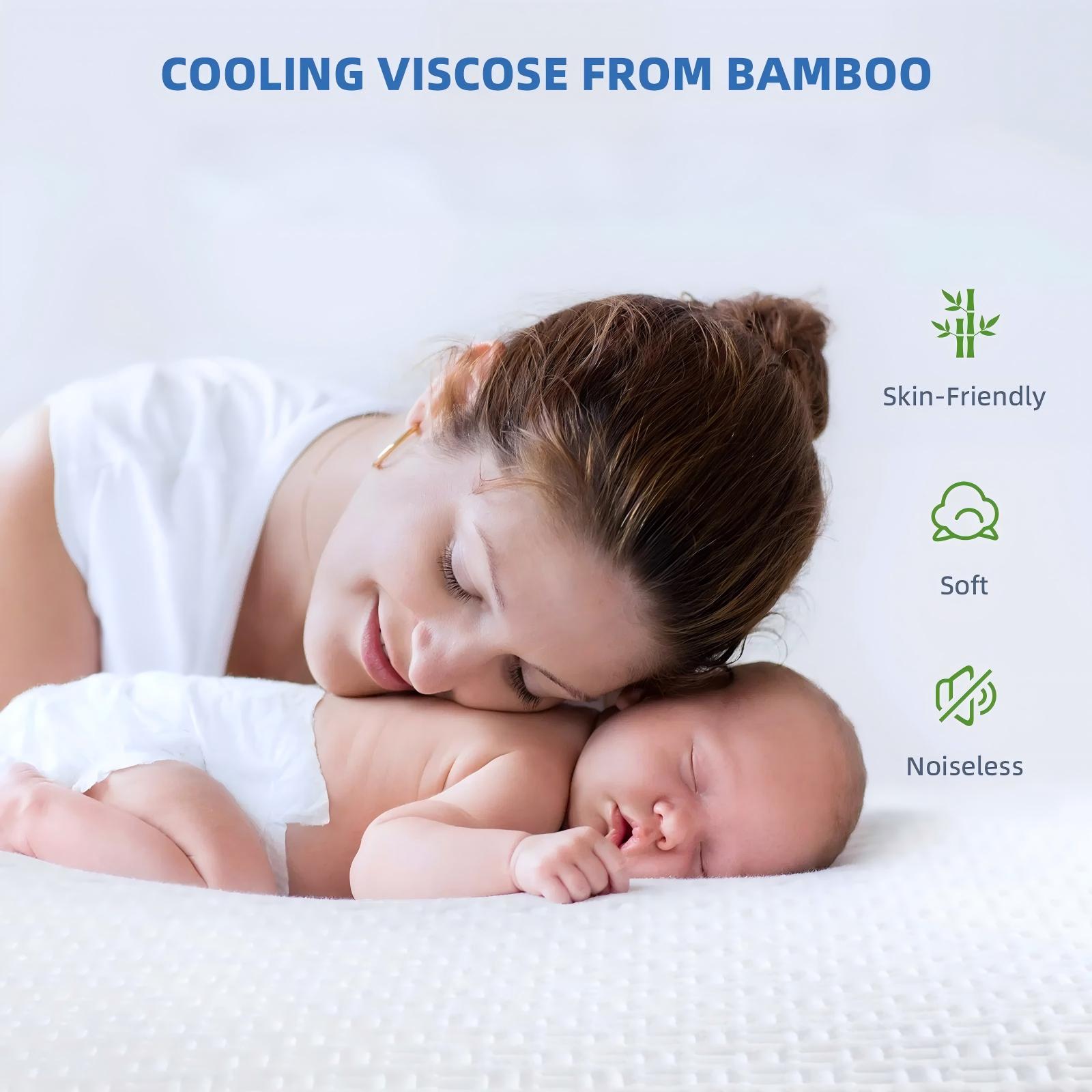 Skin-Friendly Bamboo Fiber Waterproof Fitted Mattress Protector – Cooling Deep Pocket Bed Cover