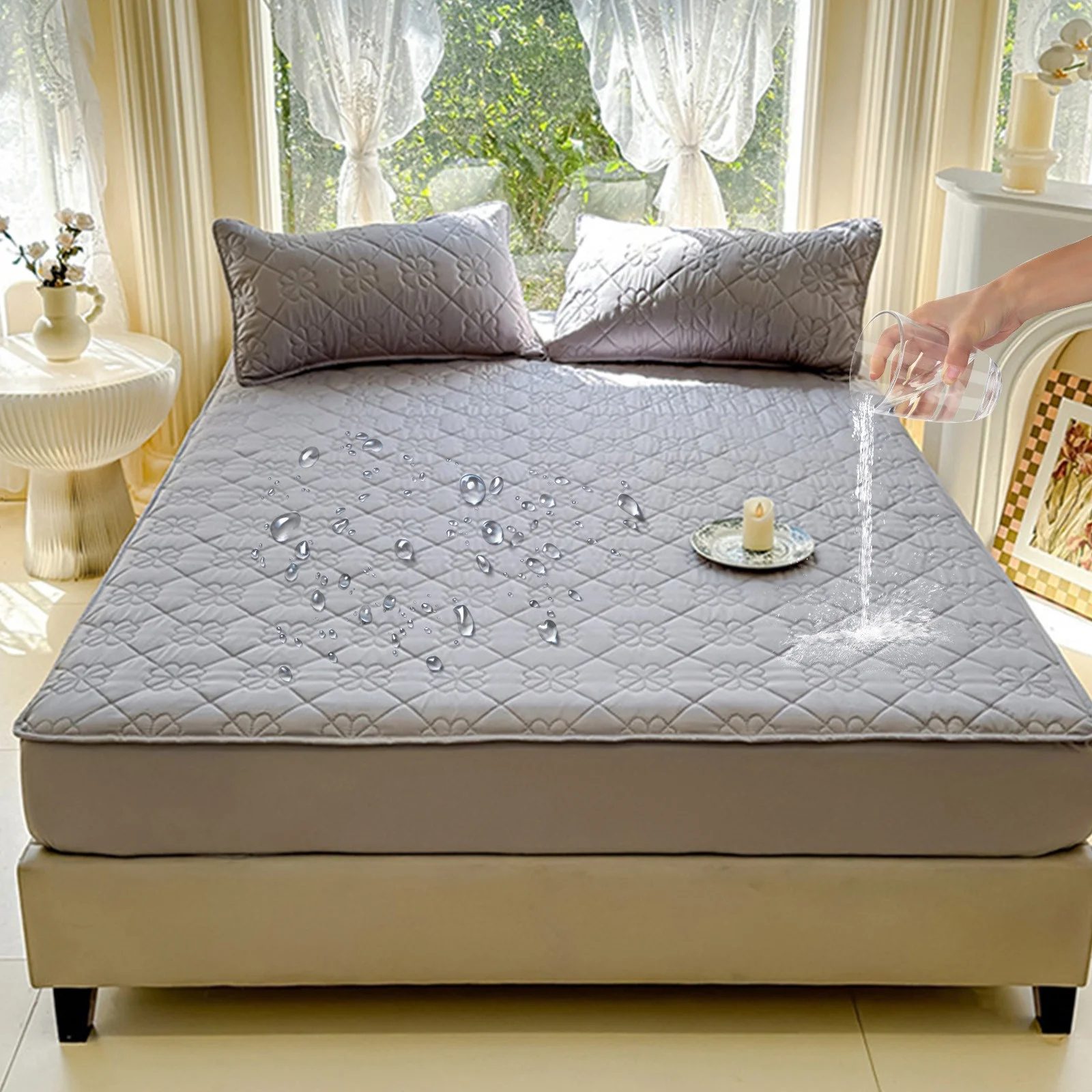 Ultra-Soft Waterproof Stretch Fitted Sheet – 4-Way Stretch Mattress Protector up to 12” Deep