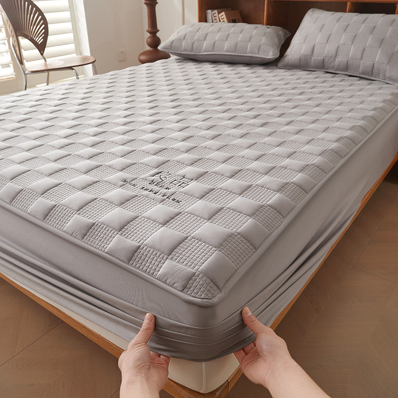 Checkered Waterproof Fitted Mattress Protector – Soft Microfiber Quilted Bed Cover