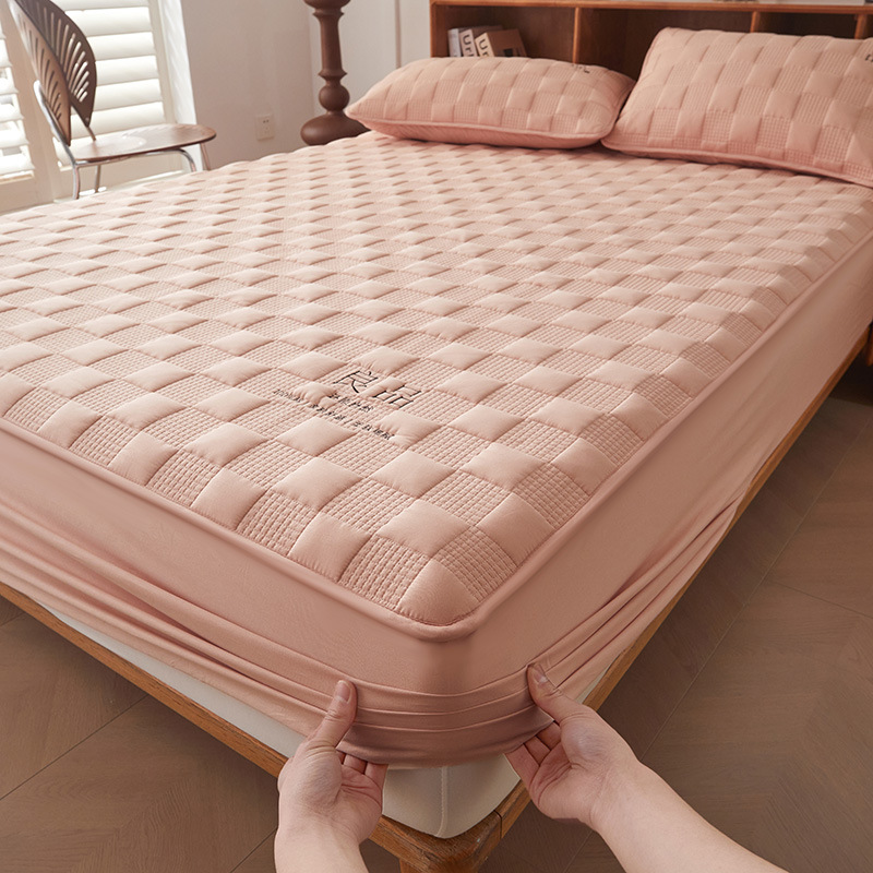 Checkered Waterproof Fitted Mattress Protector – Soft Microfiber Quilted Bed Cover