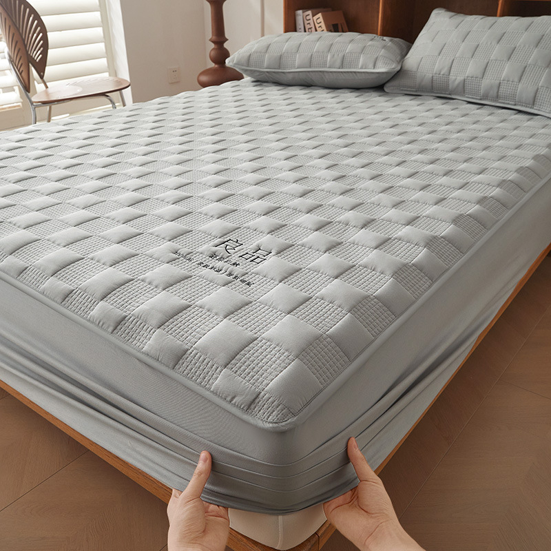 Checkered Waterproof Fitted Mattress Protector – Soft Microfiber Quilted Bed Cover