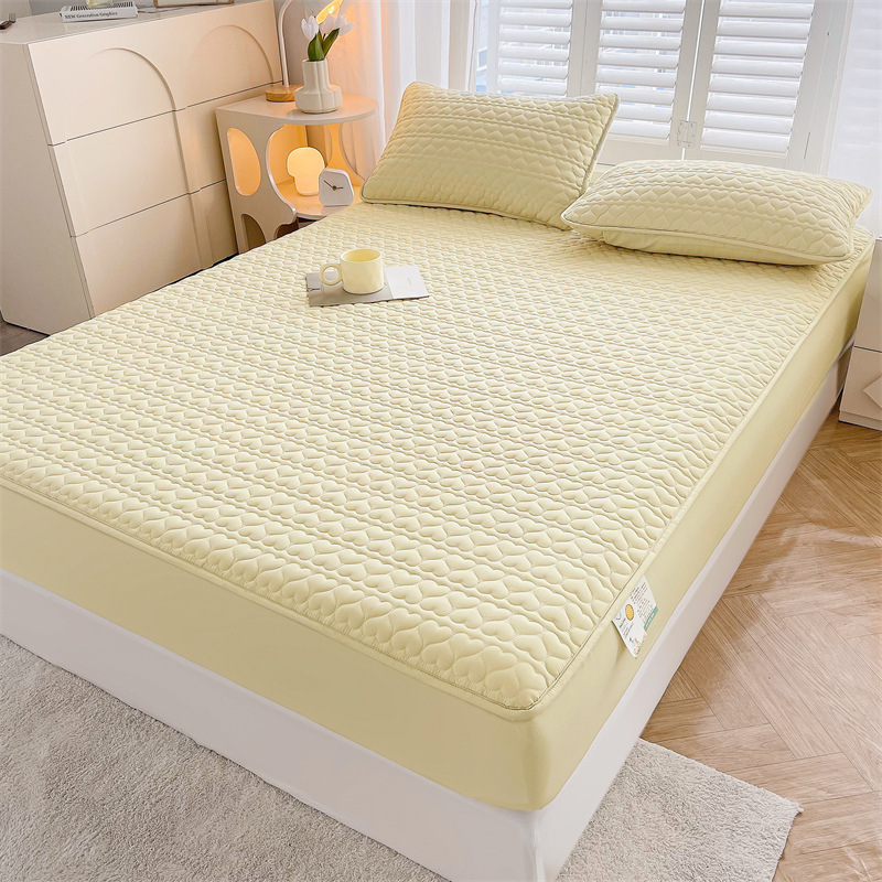 Heart Pattern Waterproof Fitted Mattress Protector – 360° Soft Microfiber Bed Cover